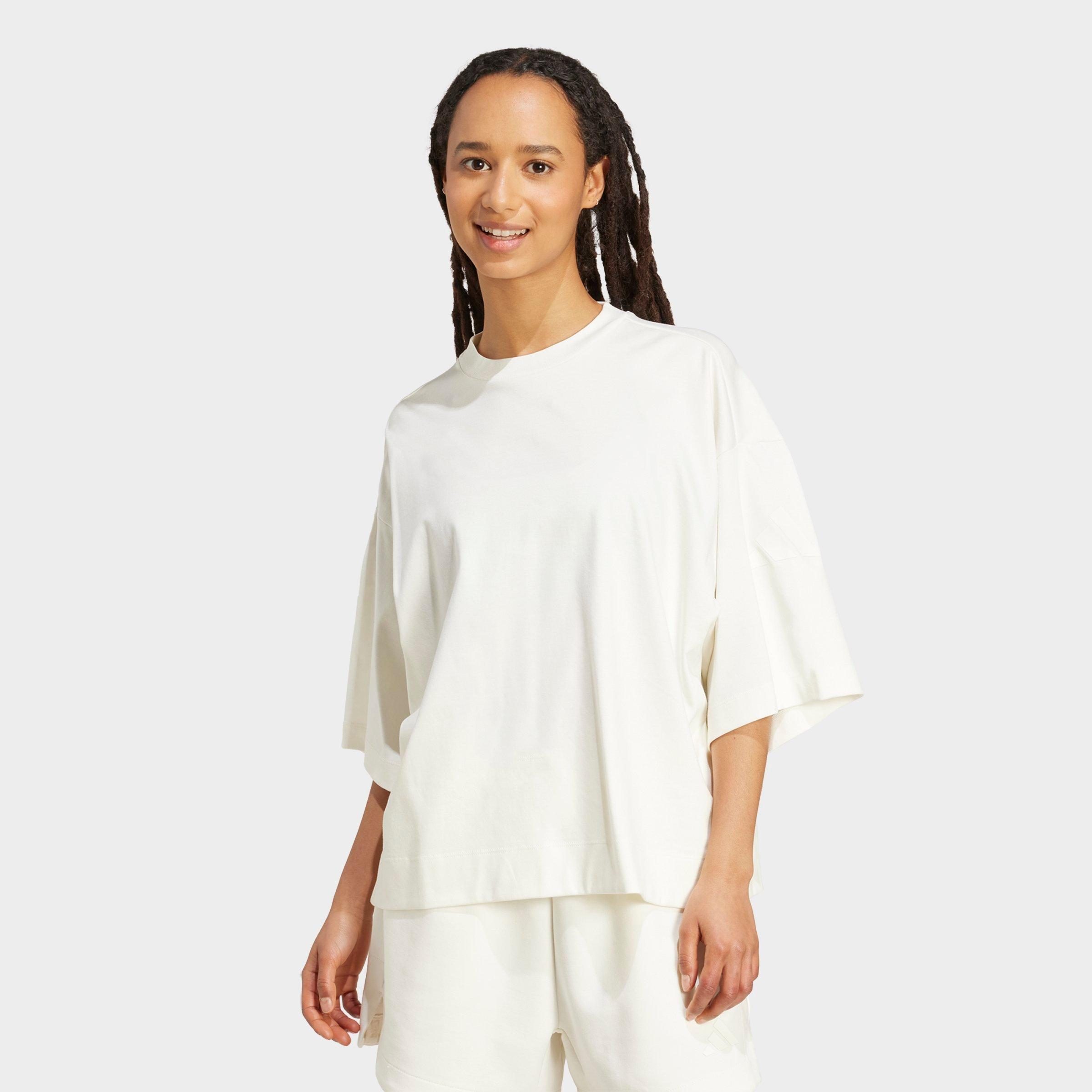 adidas Women's Sportswear Soft Lux Loose T-Shirt in Off White Size: XL