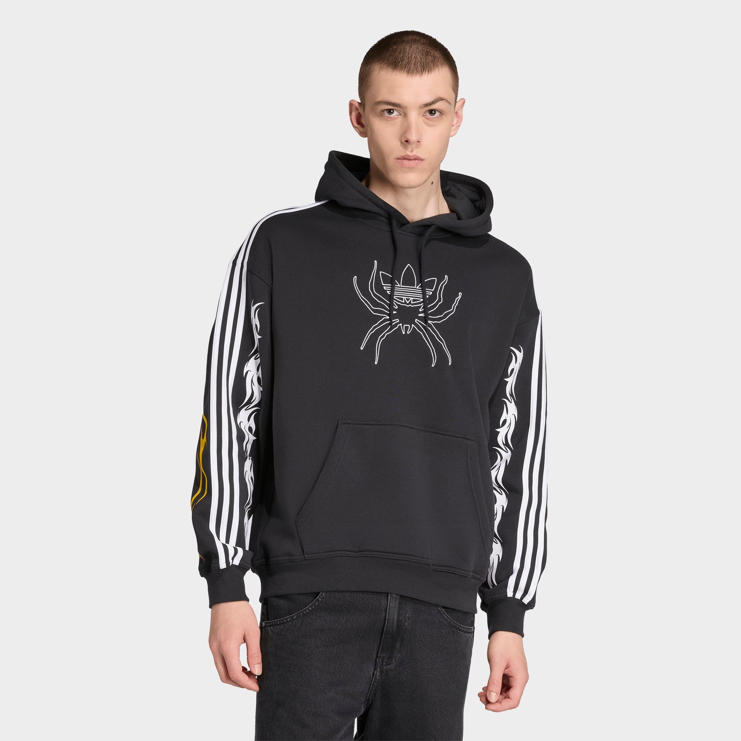 adidas Men's Originals Spiders Loose Fleece Pullover Hoodie in Black Size: XS