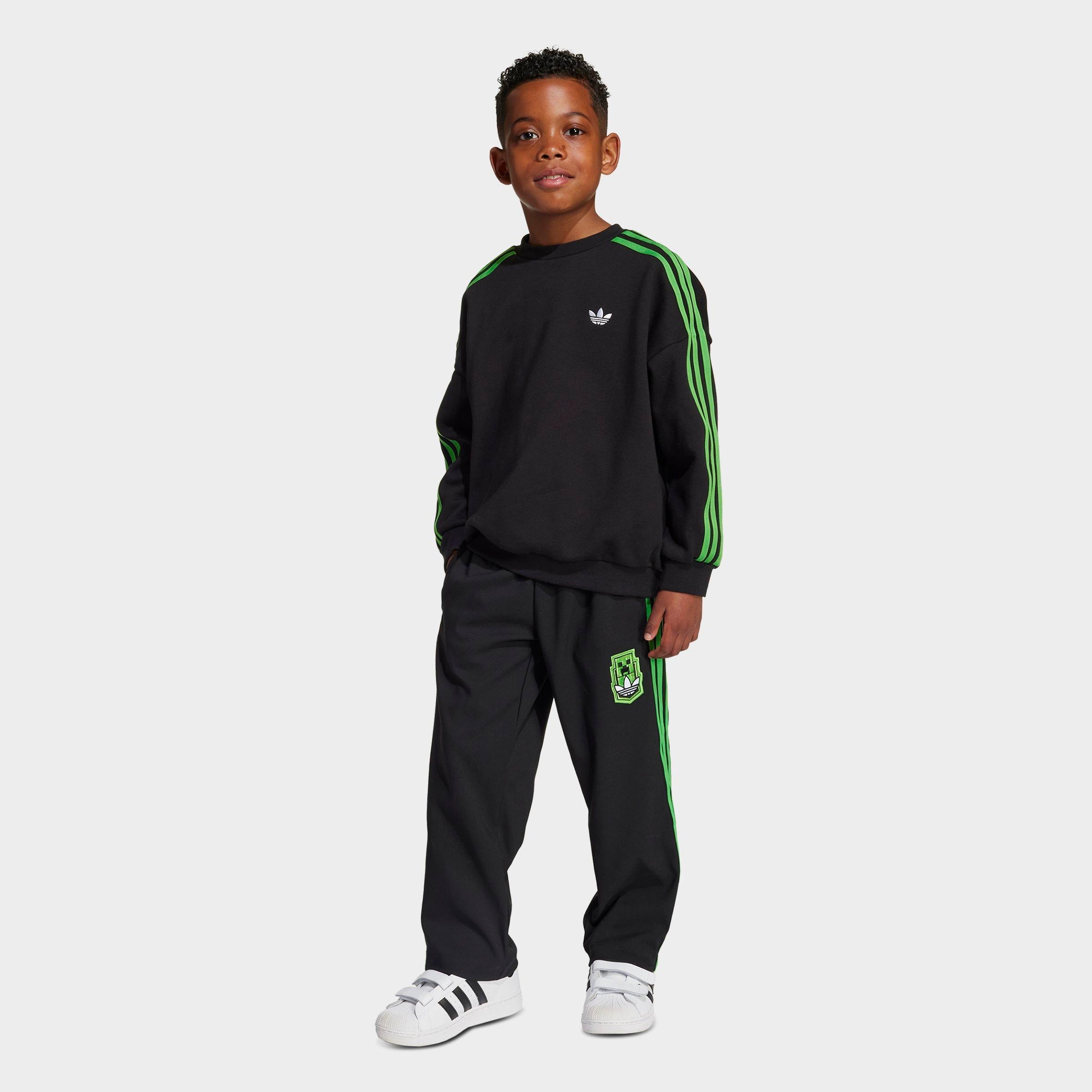 adidas Little Kids Originals x Minecraft Fleece Sweatshirt and Joggers Set in Black Size: 2XS