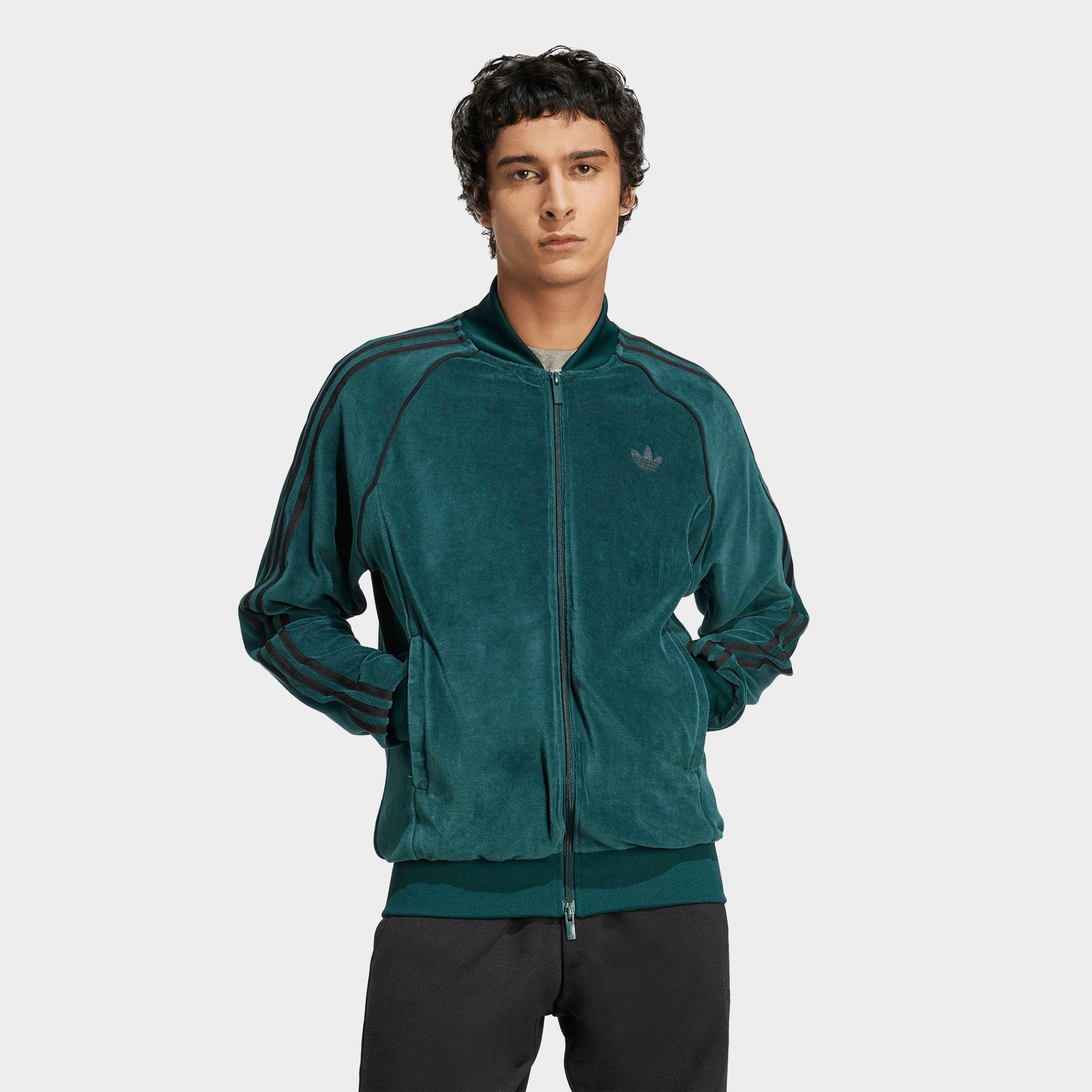 adidas Men's Originals SST adicolor Velour Track Top in Aurora Ivy Size: XS