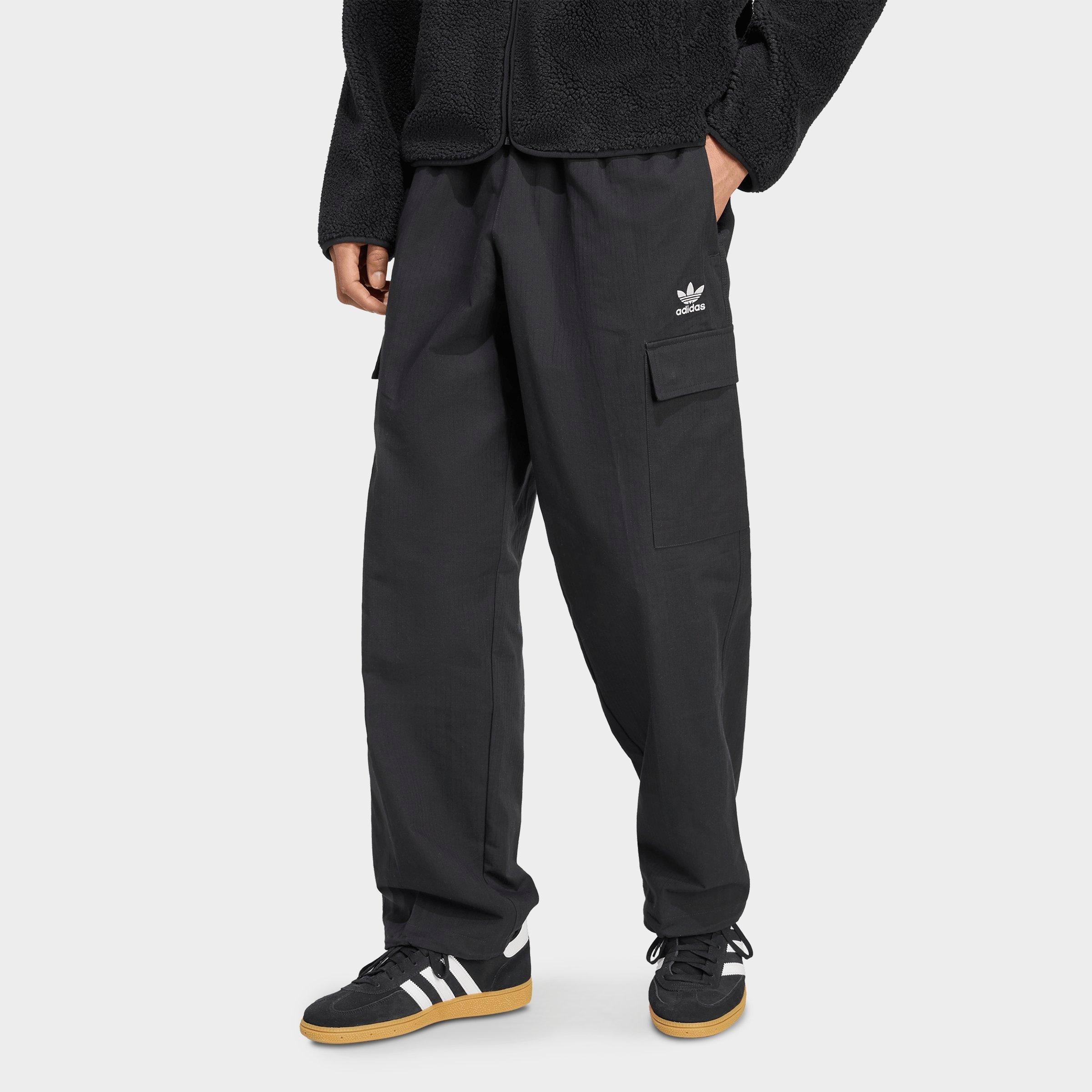 adidas Men’s Originals Trefoil Essentials Woven Cargo Pants in Black/White Size: Small