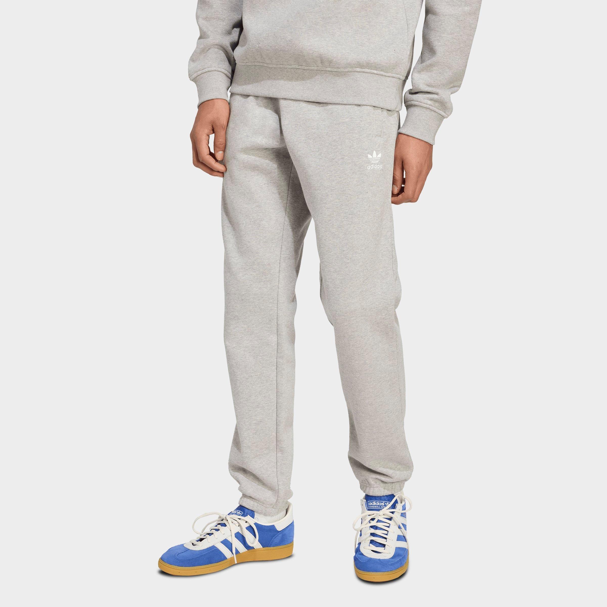 adidas Men's Originals Trefoil Essentials Sweatpants in Medium Grey Heather/White Size: XS