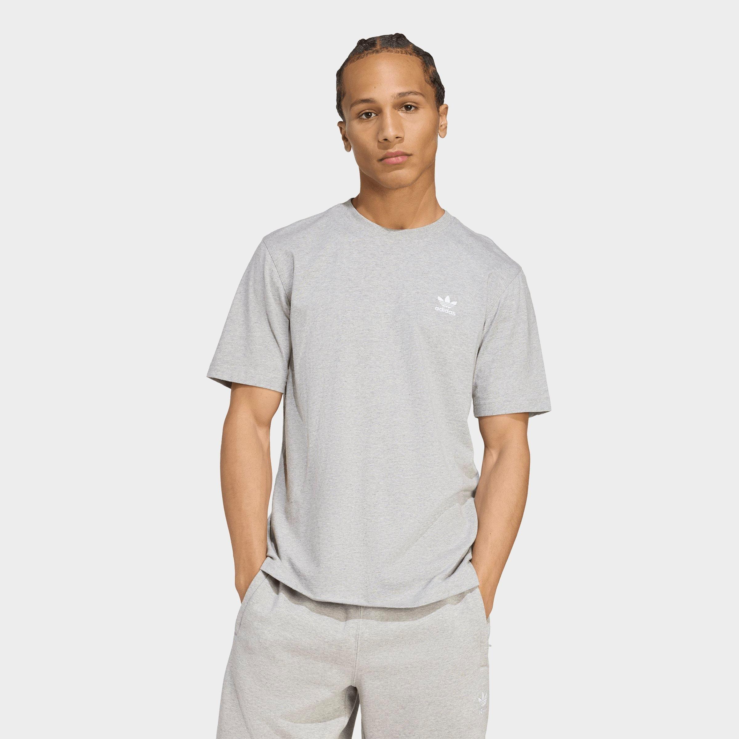 adidas Men's Originals Trefoil Essentials T-Shirt in Medium Grey Heather/White Size: XS