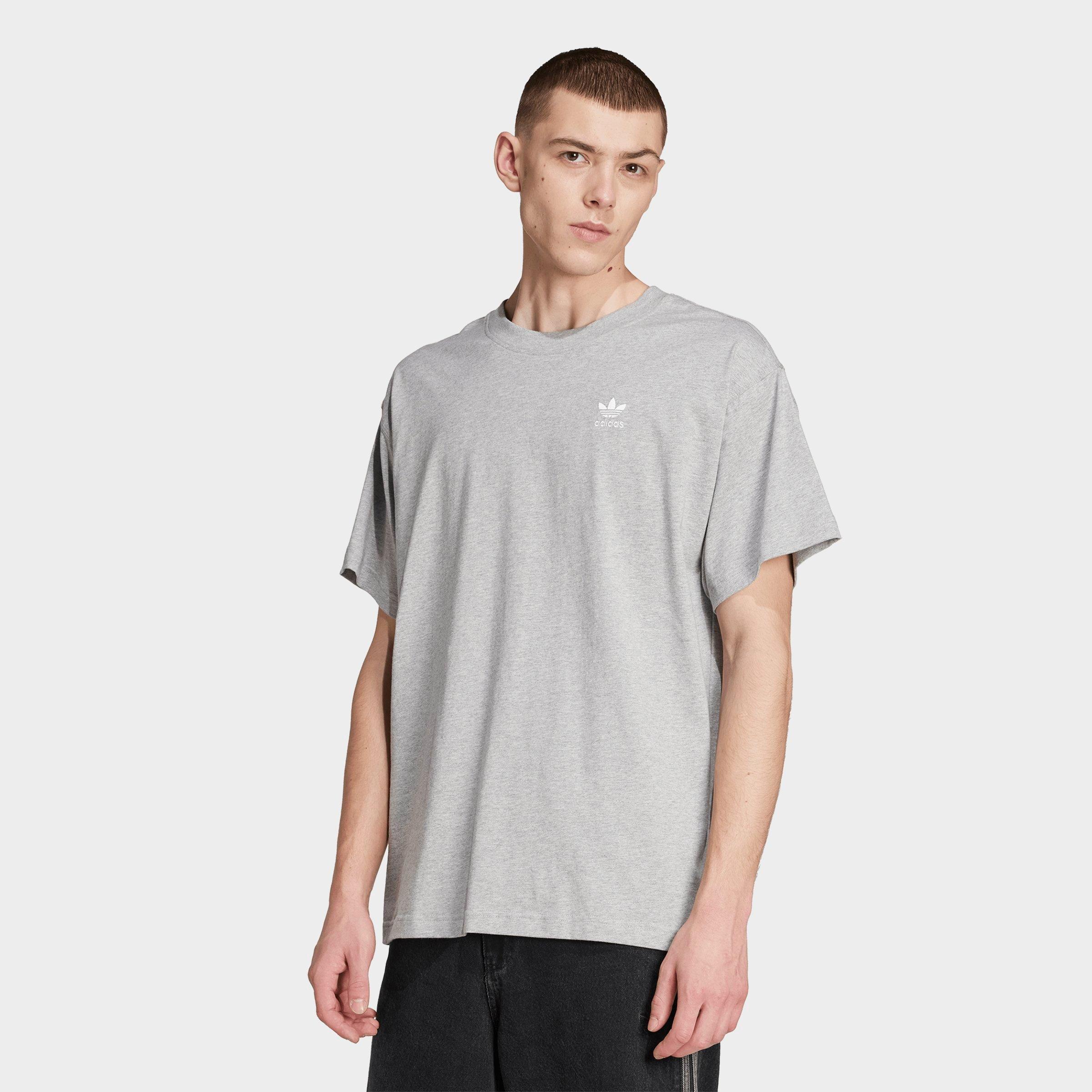adidas Men's Originals Trefoil Essentials Oversized T-Shirt in Medium Grey Heather/White Size: XS