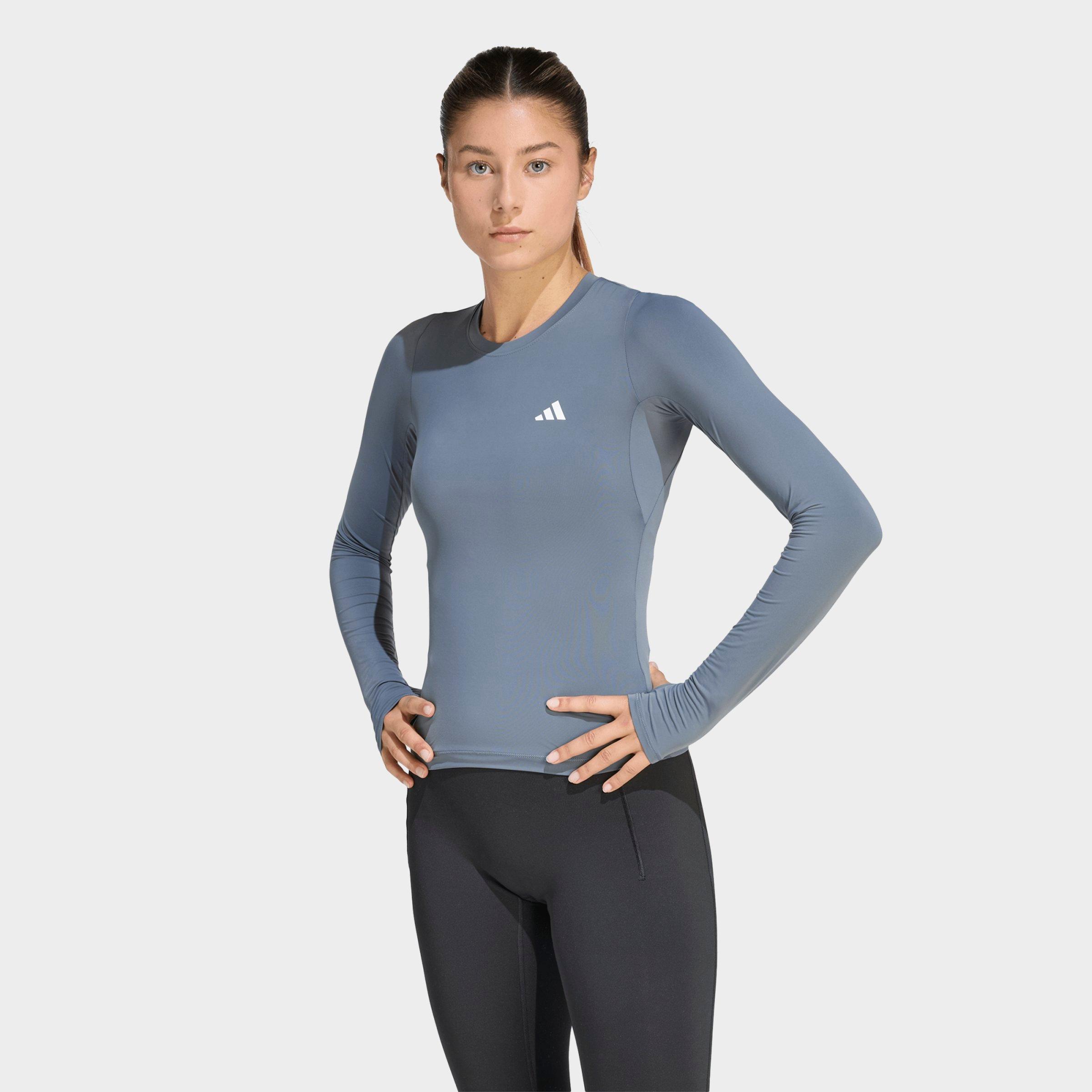 adidas Women's Primelift Essential Workout Contour Long-Sleeve Top in Onix Size: XS
