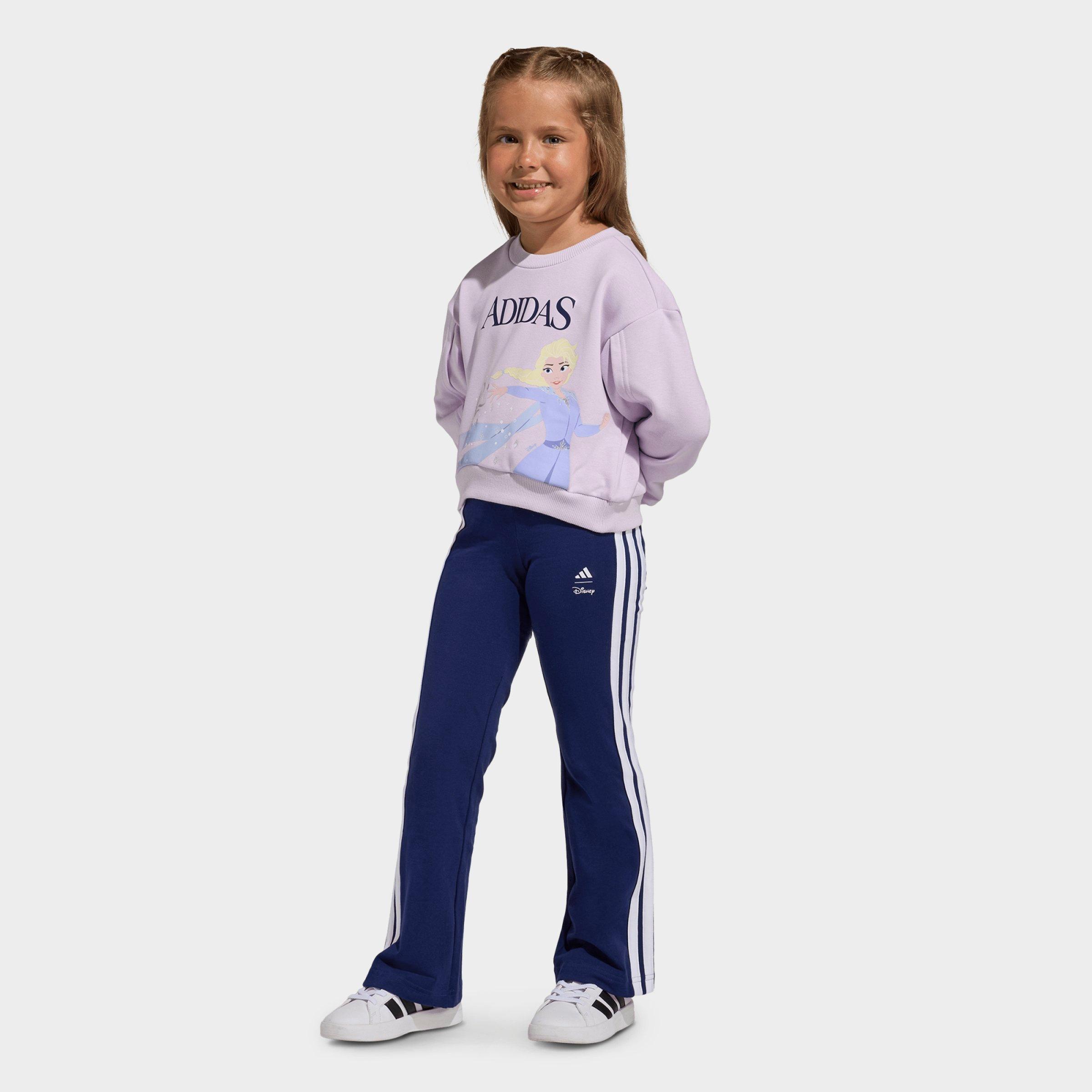 adidas Girls' Toddler and Little Kids x Disney Frozen Sweatshirt and Leggings Set in Ice Lavender/Dark Blue Size: Small