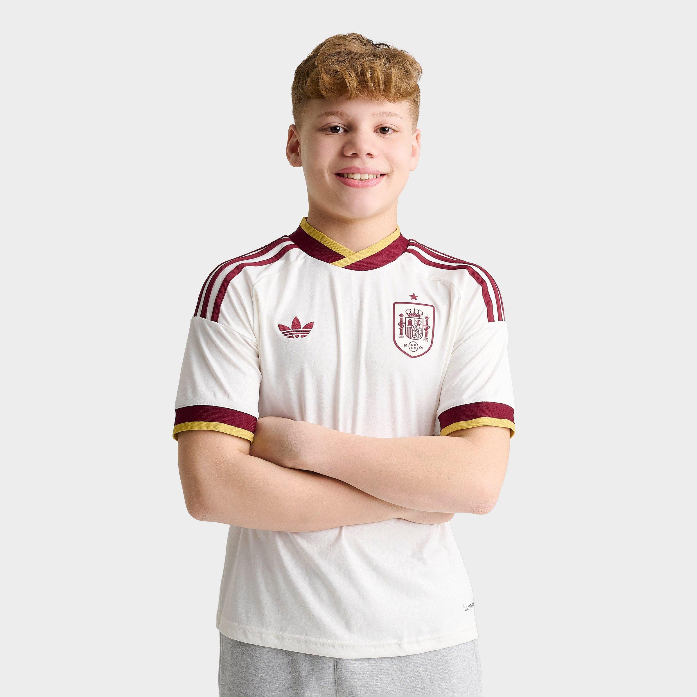 adidas Big Kids Spain 2026 Away Replica Soccer Jersey in Off White Size: XS