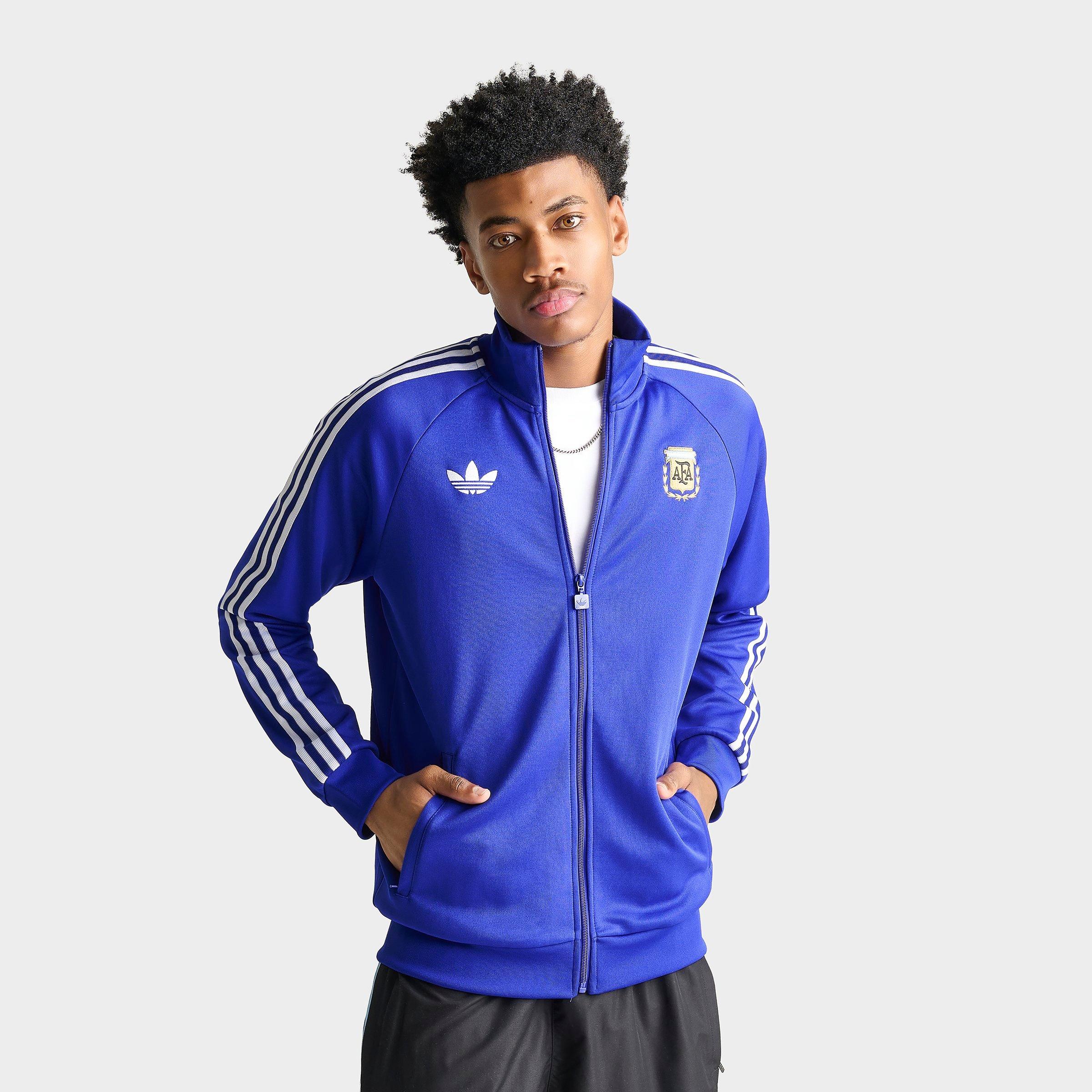 adidas Men's Originals Argentina Soccer Track Top in Lucid Blue Size: 2XL