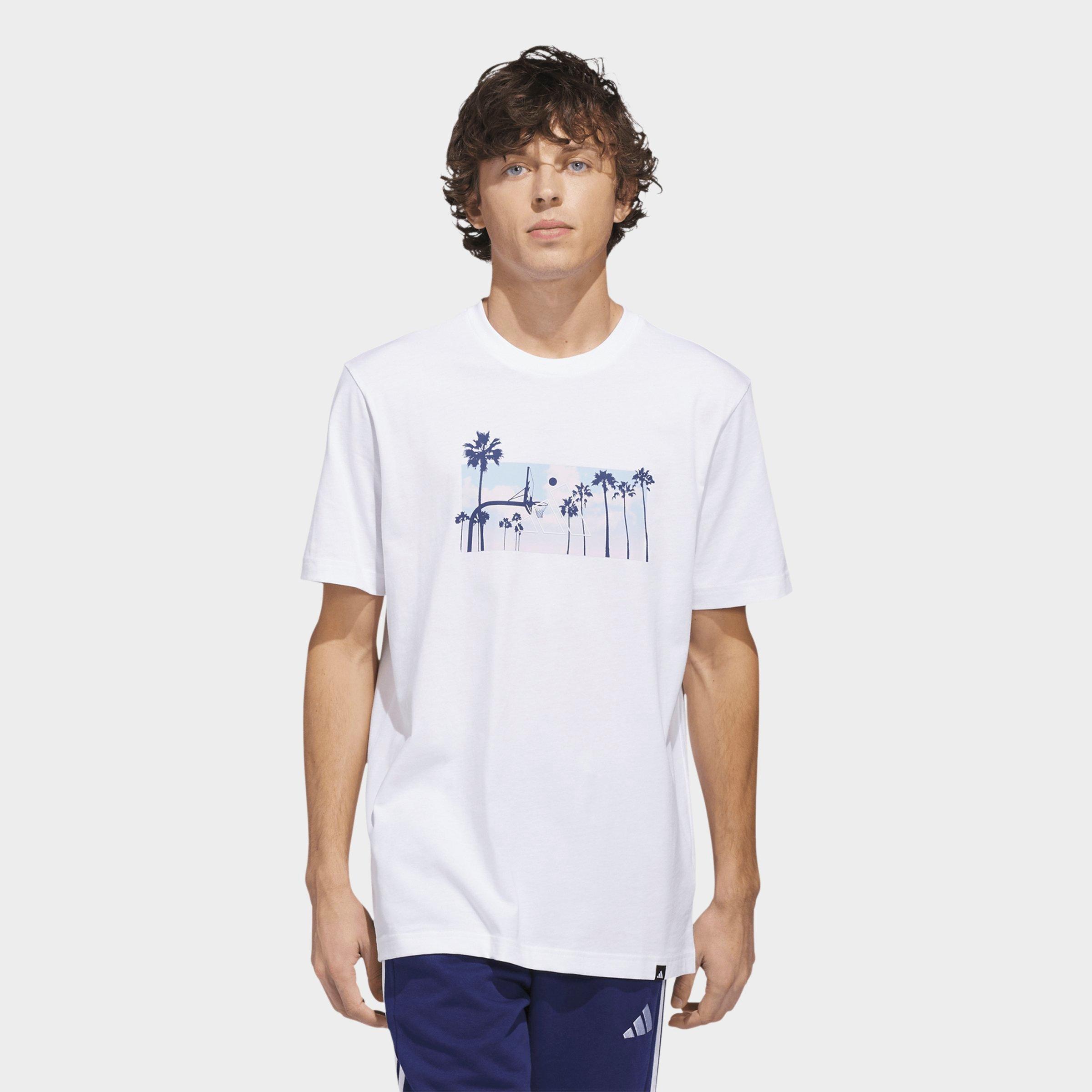 adidas Men's Summer Sunset Graphic T-Shirt in White Size: Small