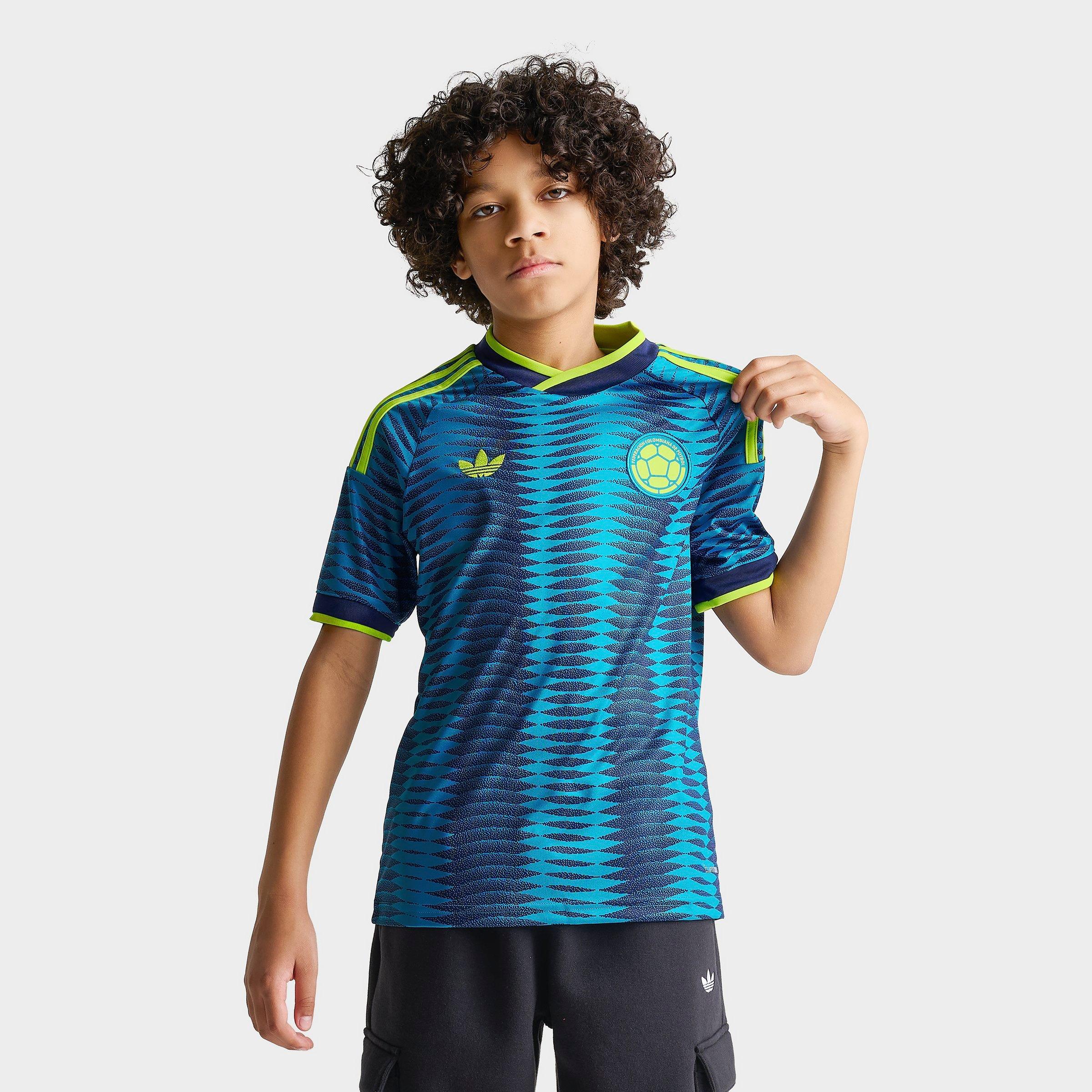 adidas Big Kids Colombia 26 Away Soccer Jersey in Mystery Petrol/Team Navy Blue Size: Medium