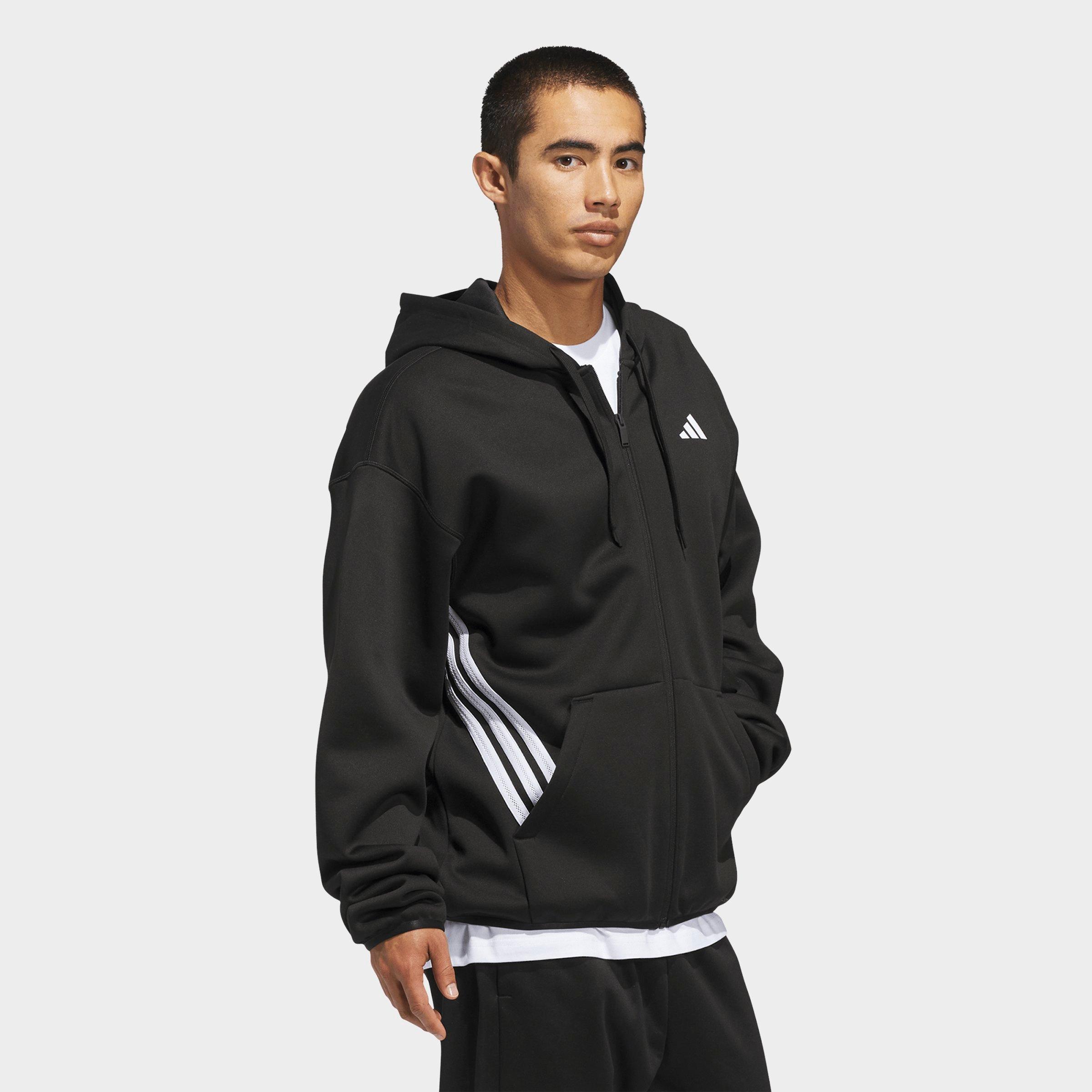 adidas Men's Basketball Crazy Warm Full-Zip Hoodie in Black/White Size: Medium