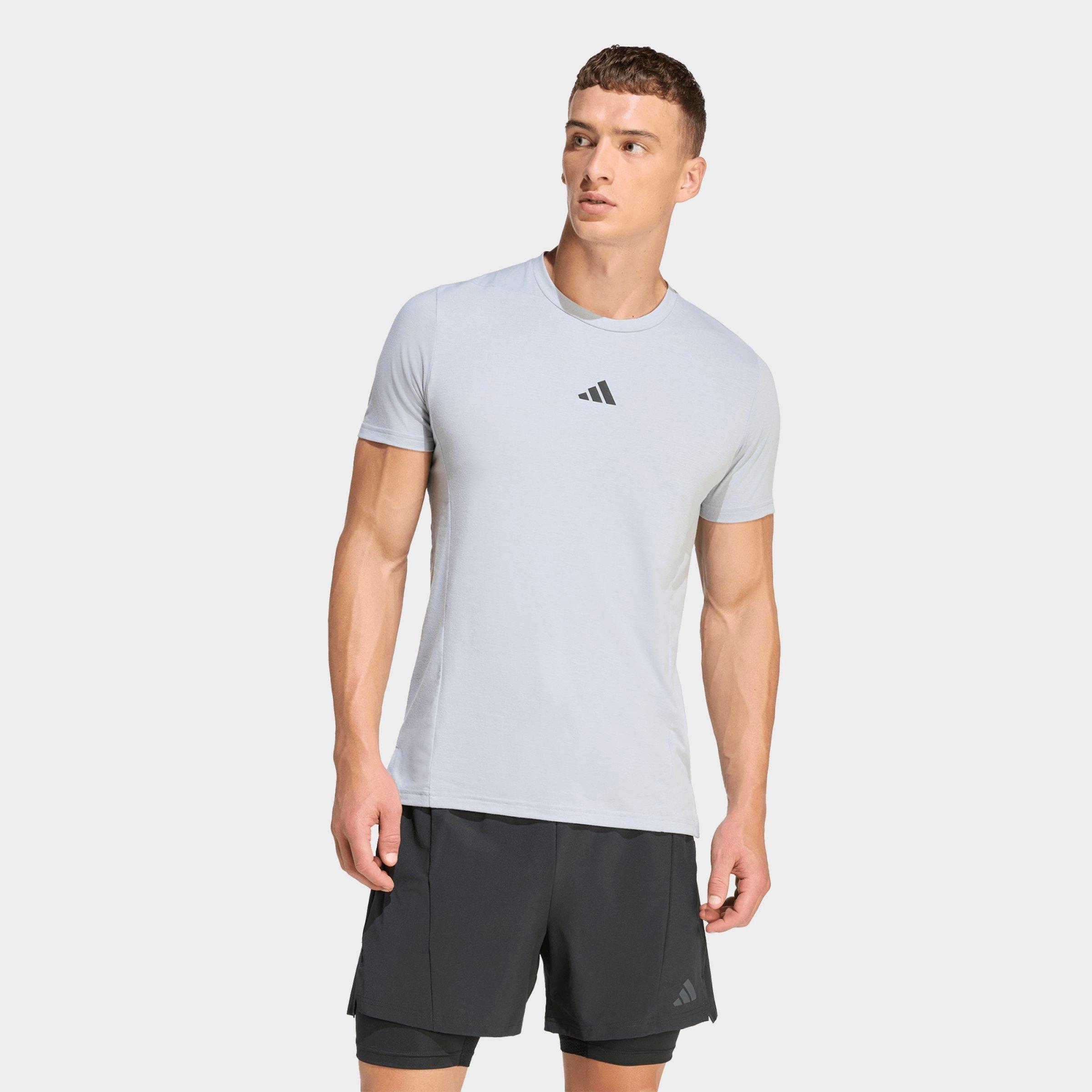adidas Men's Designed for Training Workout T-Shirt in Halo Silver Size: Small