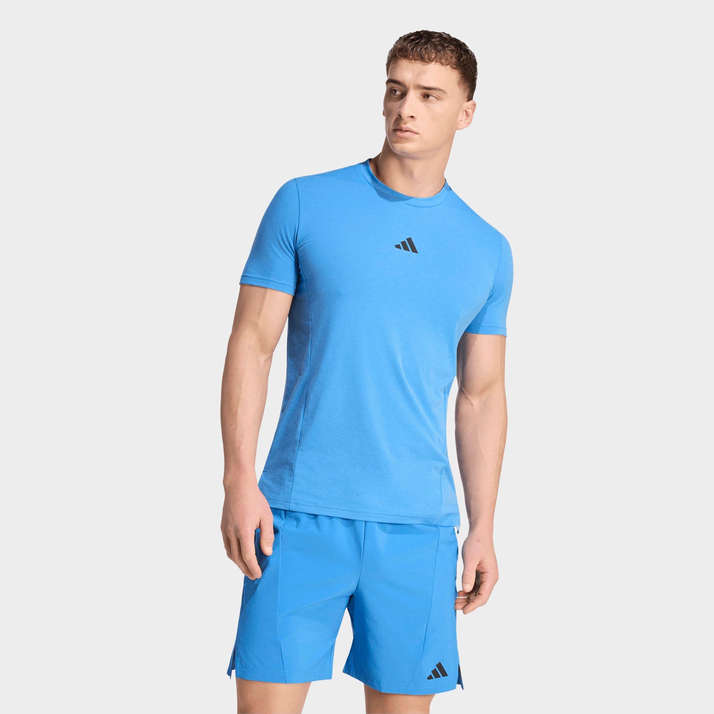 adidas Men's Designed for Training Workout T-Shirt in Ray Blue Size: Small