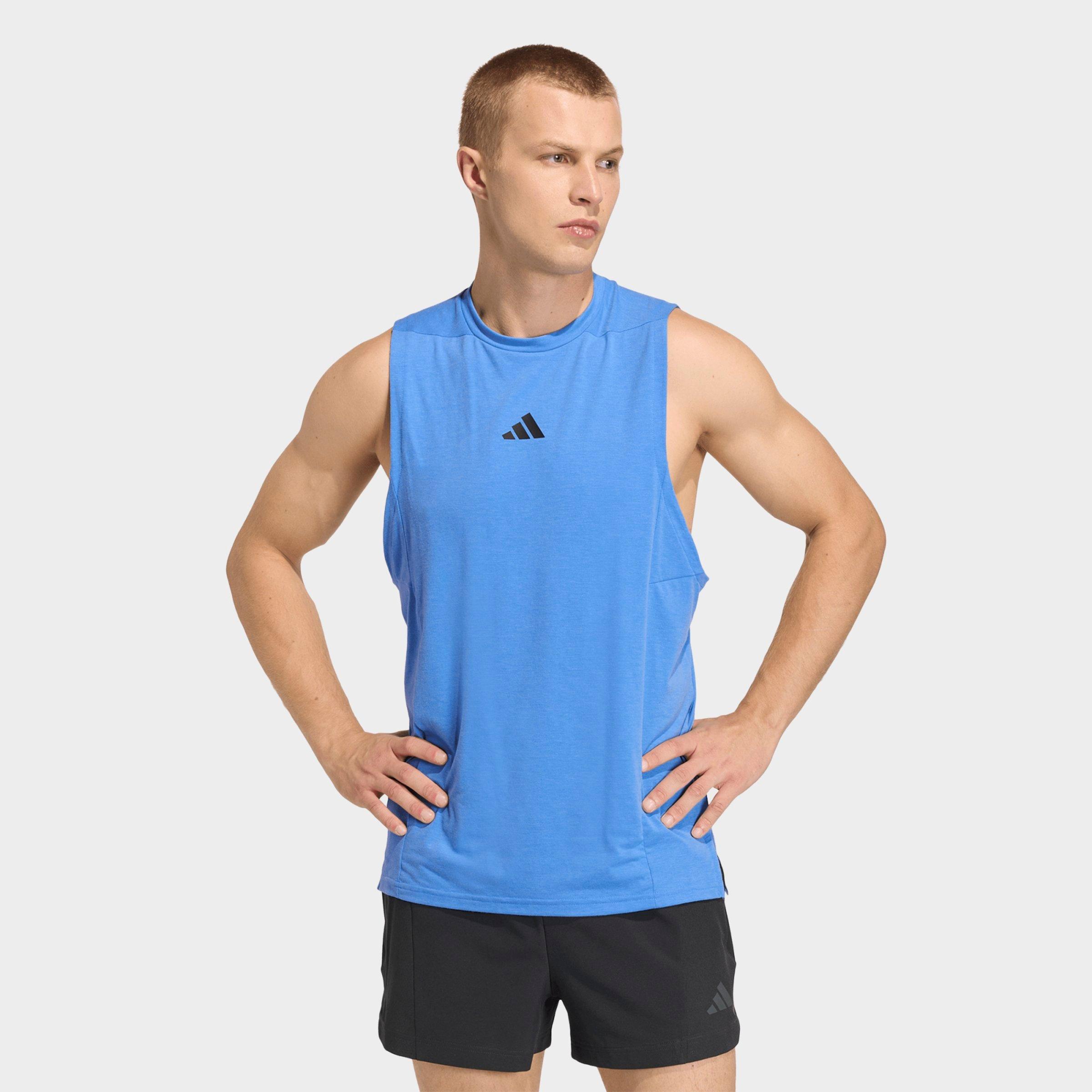 adidas Men's Designed for Training Workout Tank Top in Ray Blue Size: Small