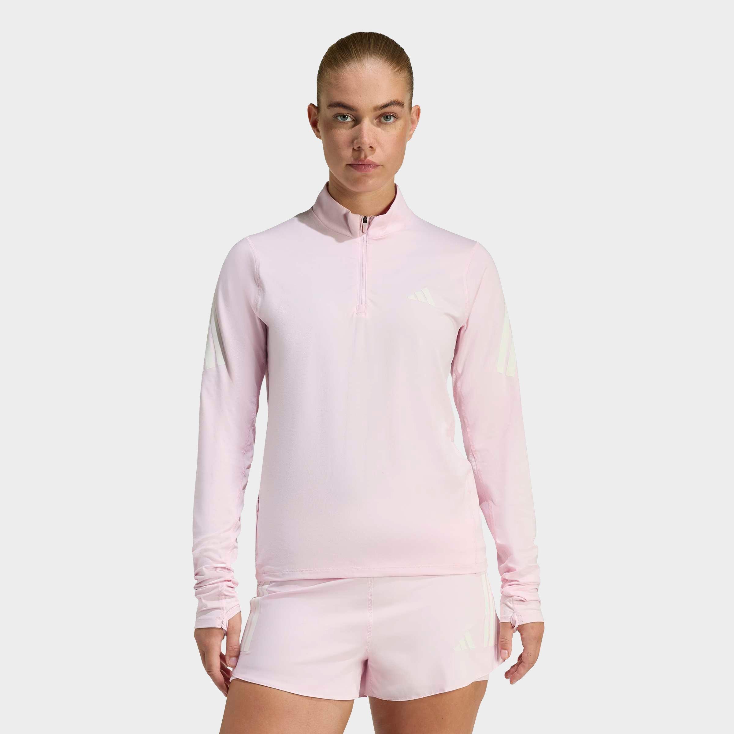 adidas Women's Adi365 Iconic Running Half-Zip Jumper in Clear Pink Size:
