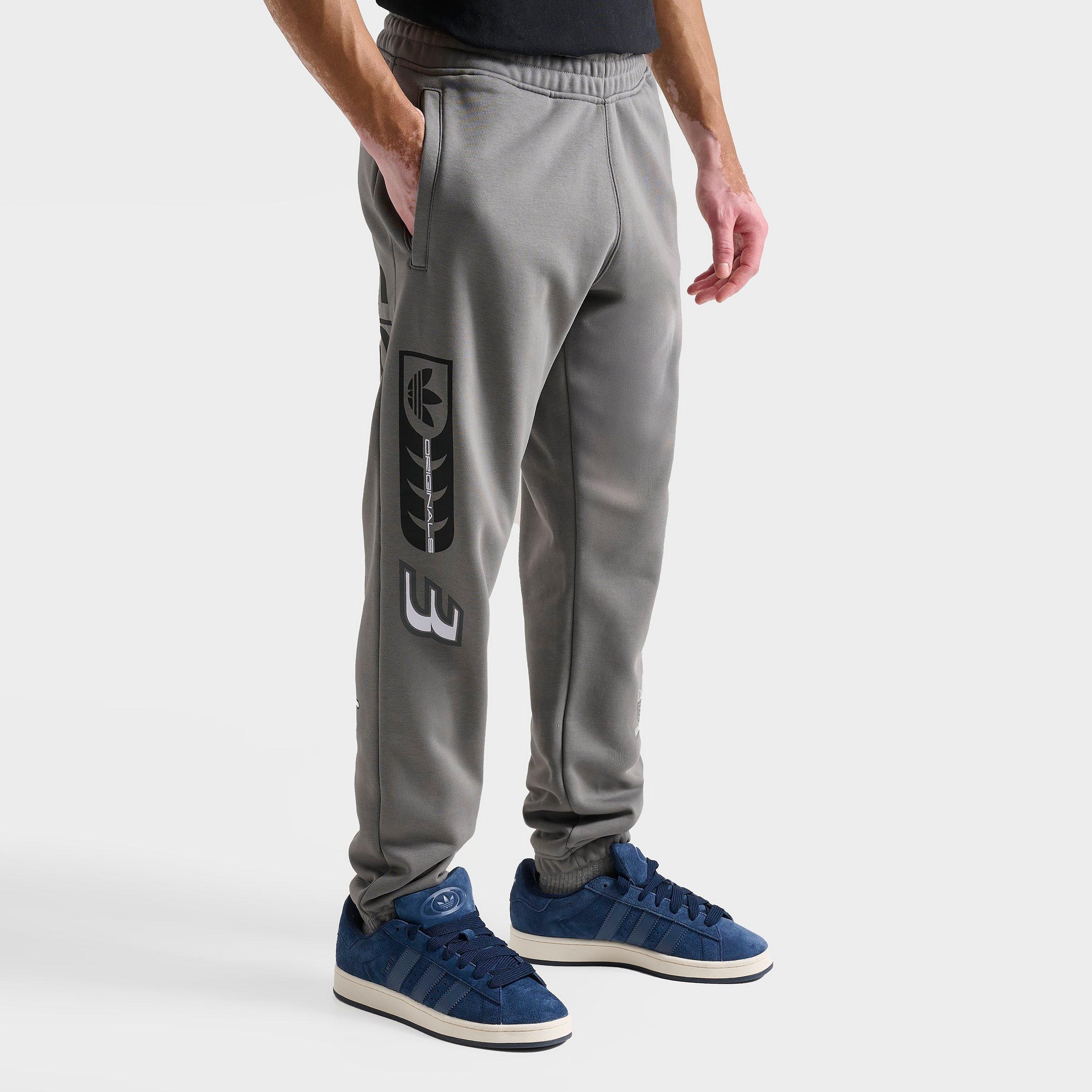 Adidas Men's Originals Trefoil Essentials Moto Jogger Pants in Grey/Charcoal Grey Size XL Cotton/Polyester/Fleece