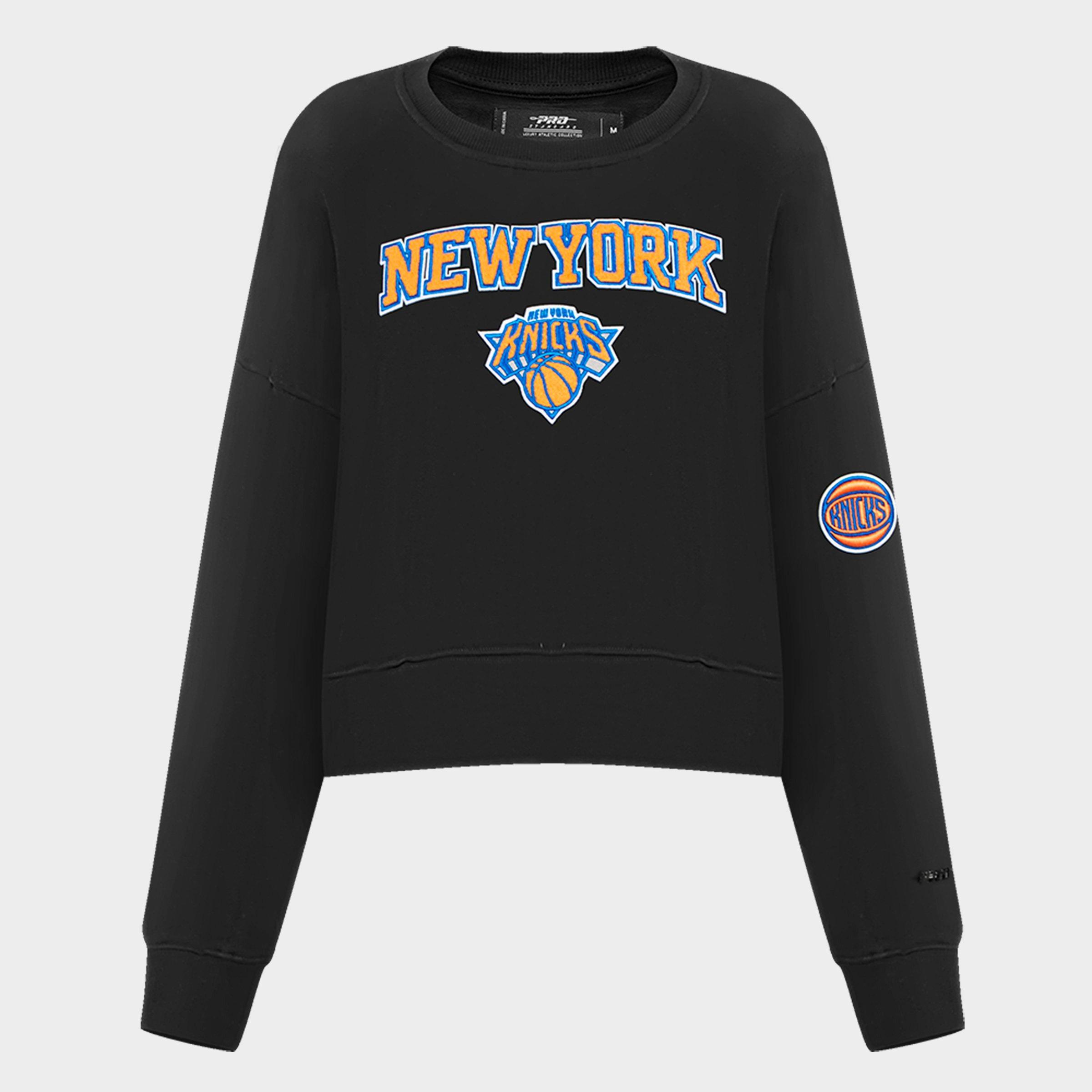 Pro Standard Women's New York Knicks NBA Classic Fleece Crewneck Sweatshirt in Black Size: XS