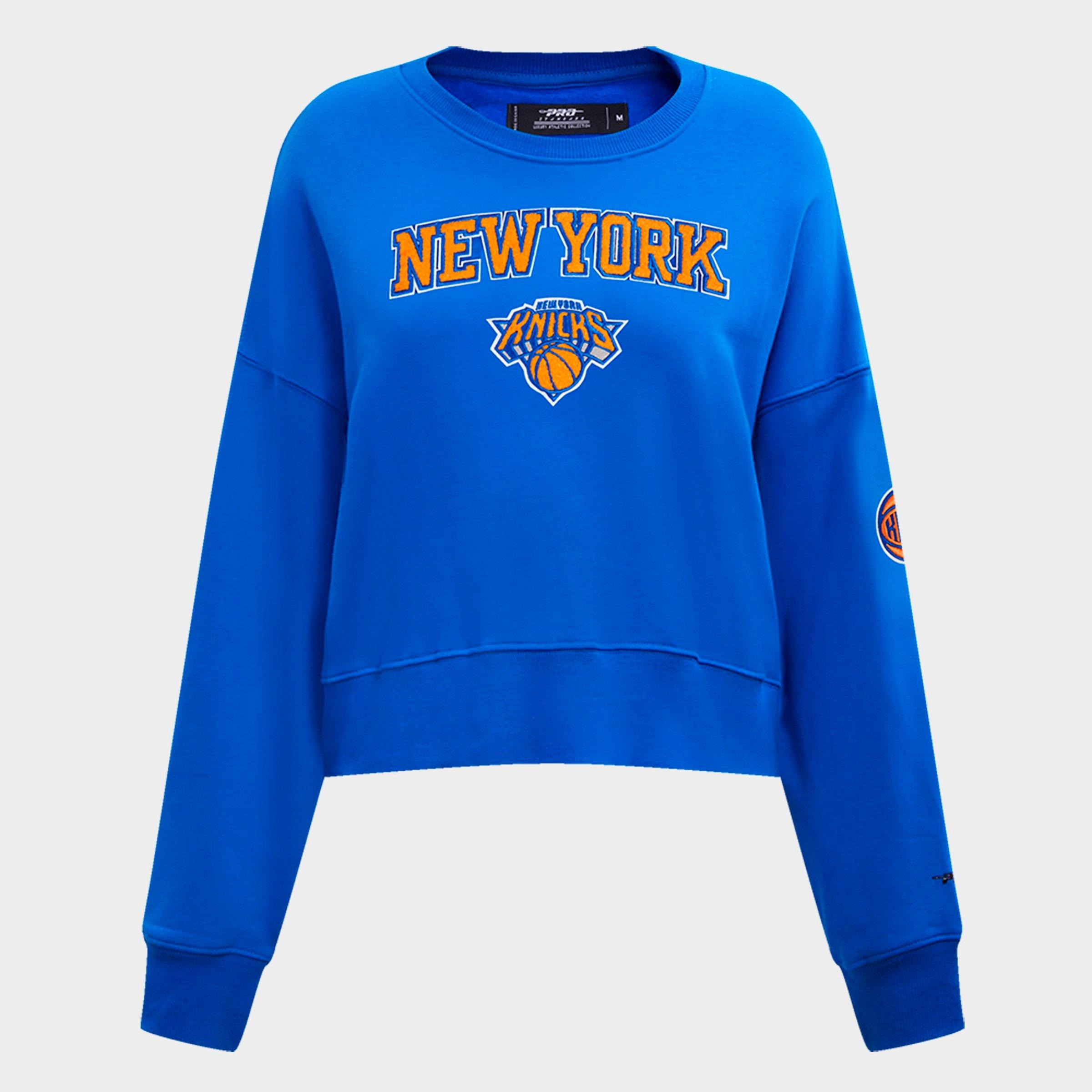 Pro Standard Women's New York Knicks NBA Classic Fleece Crewneck Sweatshirt in Royal Blue Size: XS
