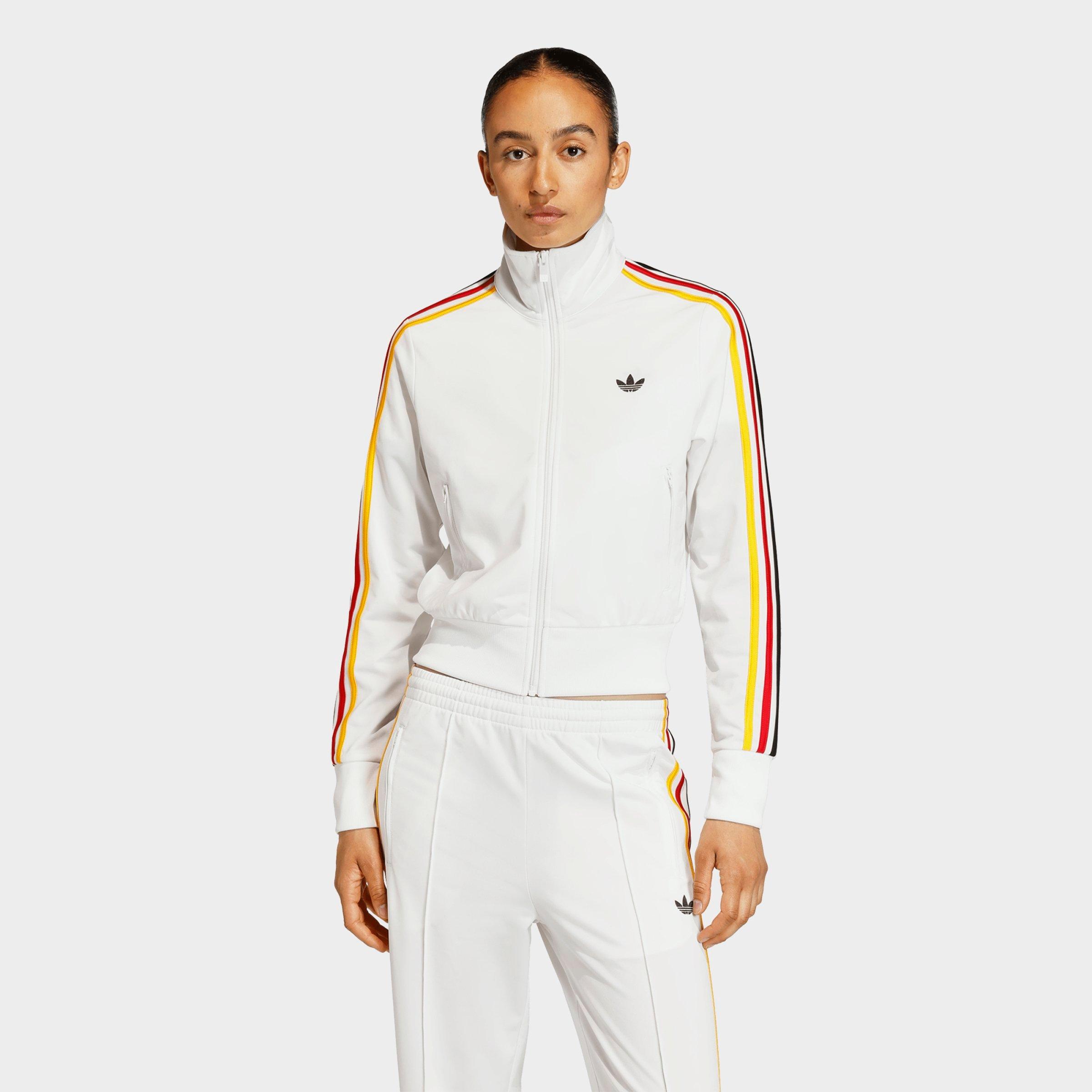 adidas Women's Originals Firebird Classic Track Top Jacket in Cloud White/Collegiate Gold/Team Power Red 2 Size: XXS