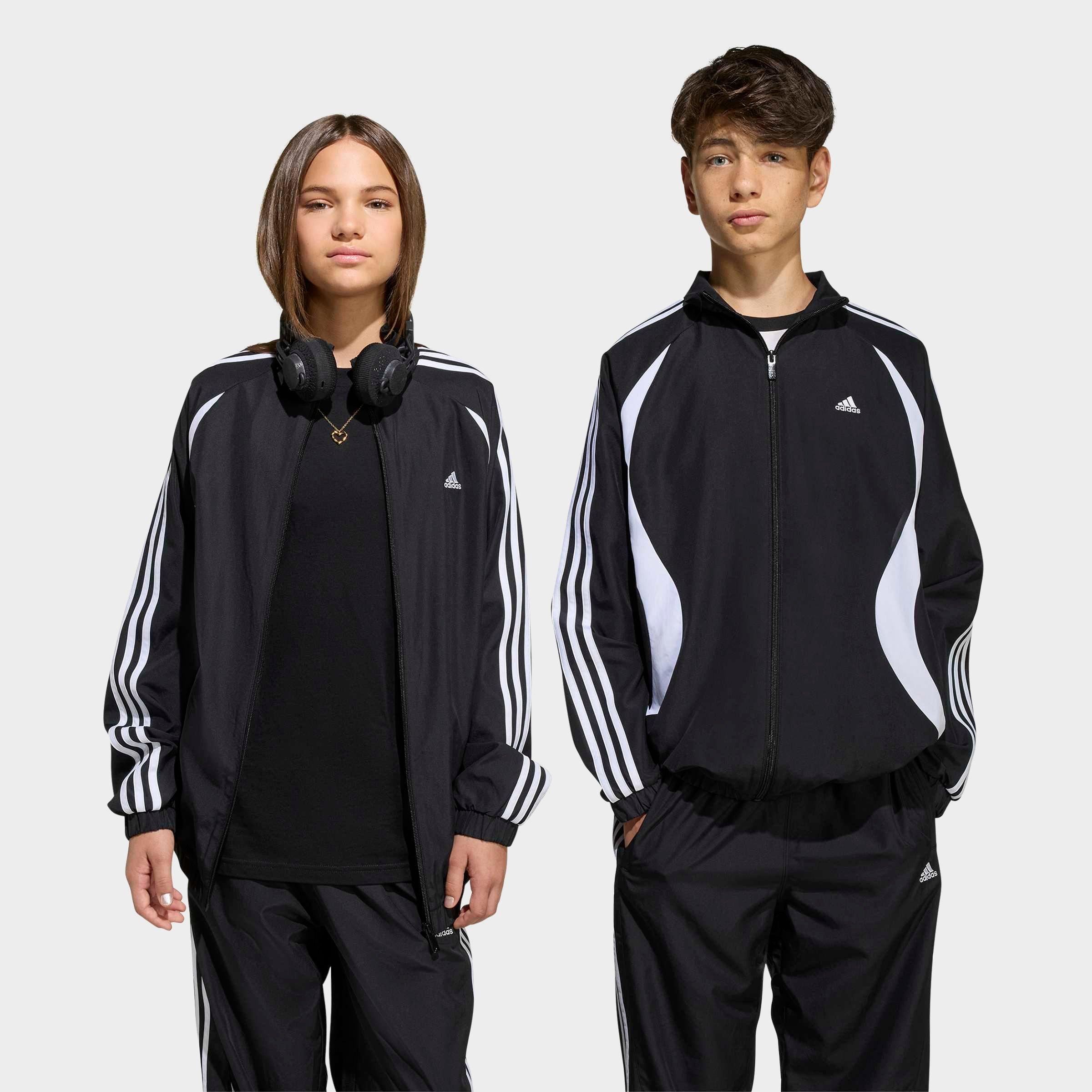 adidas Big Kids Originals Teamgeist Loose Track Top in Black/White Size: XS