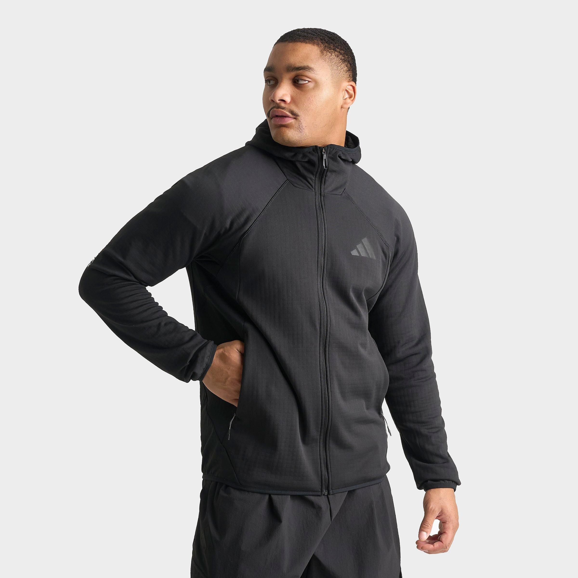adidas Men's TERREX Xperior Climawarm+ Ventknit Fleece Full-Zip Hooded Jacket in Black Size: Medium