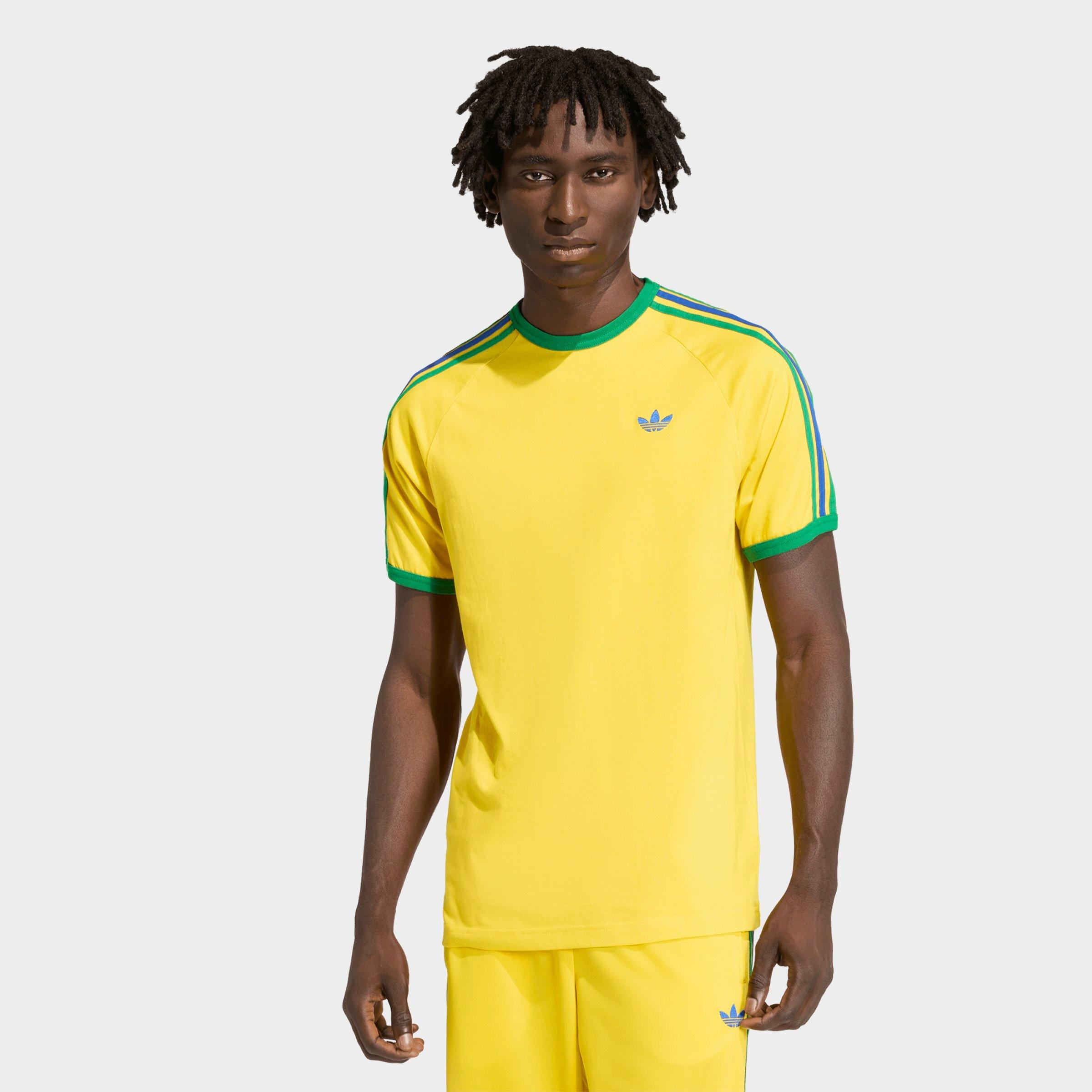 adidas Men's Originals adicolor Sport 3-Stripes T-Shirt in Eqt Yellow/Green/Collegiate Royal Size: XS
