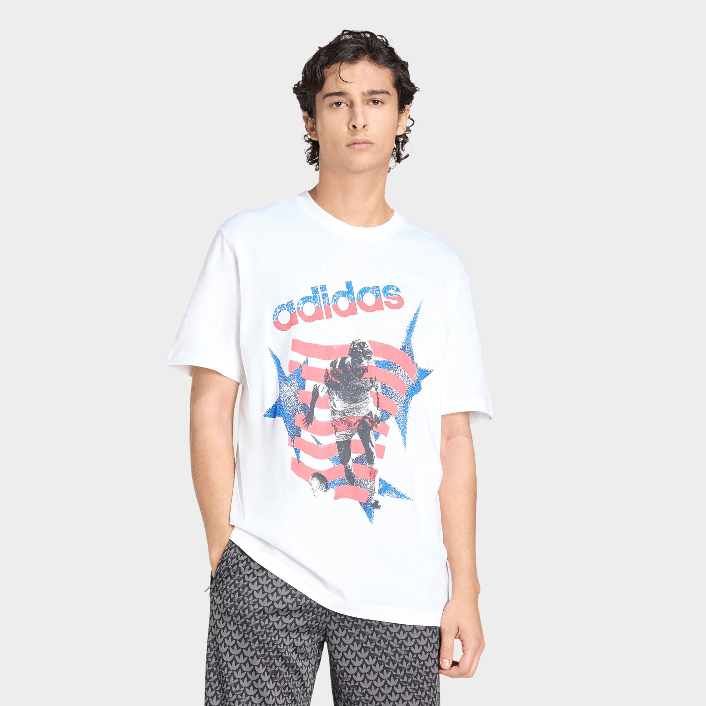 adidas Men's Originals Archive Soccer Stars Graphic T-Shirt in White Size: XS