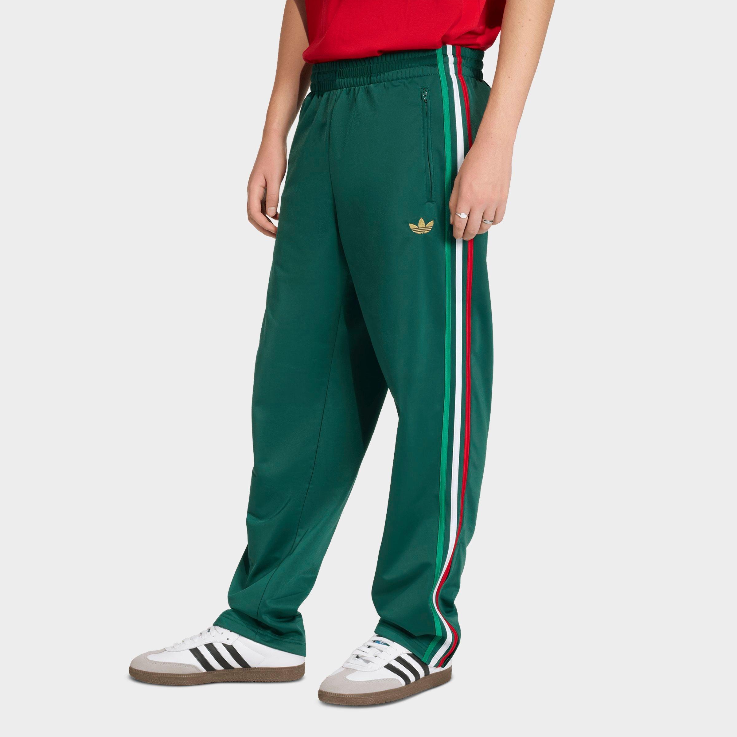 adidas Men's Originals adicolor Firebird Track Pants in Team Dark Green/Bold Green/White Size: Medium