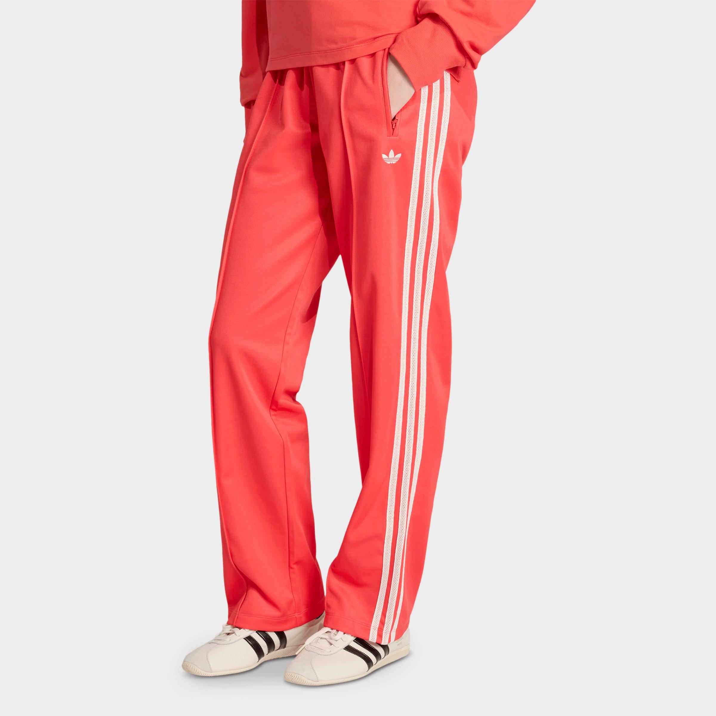 adidas Women's Originals Firebird Knitted Crochet Details Track Pants in Semi Lucid Red Size: XS