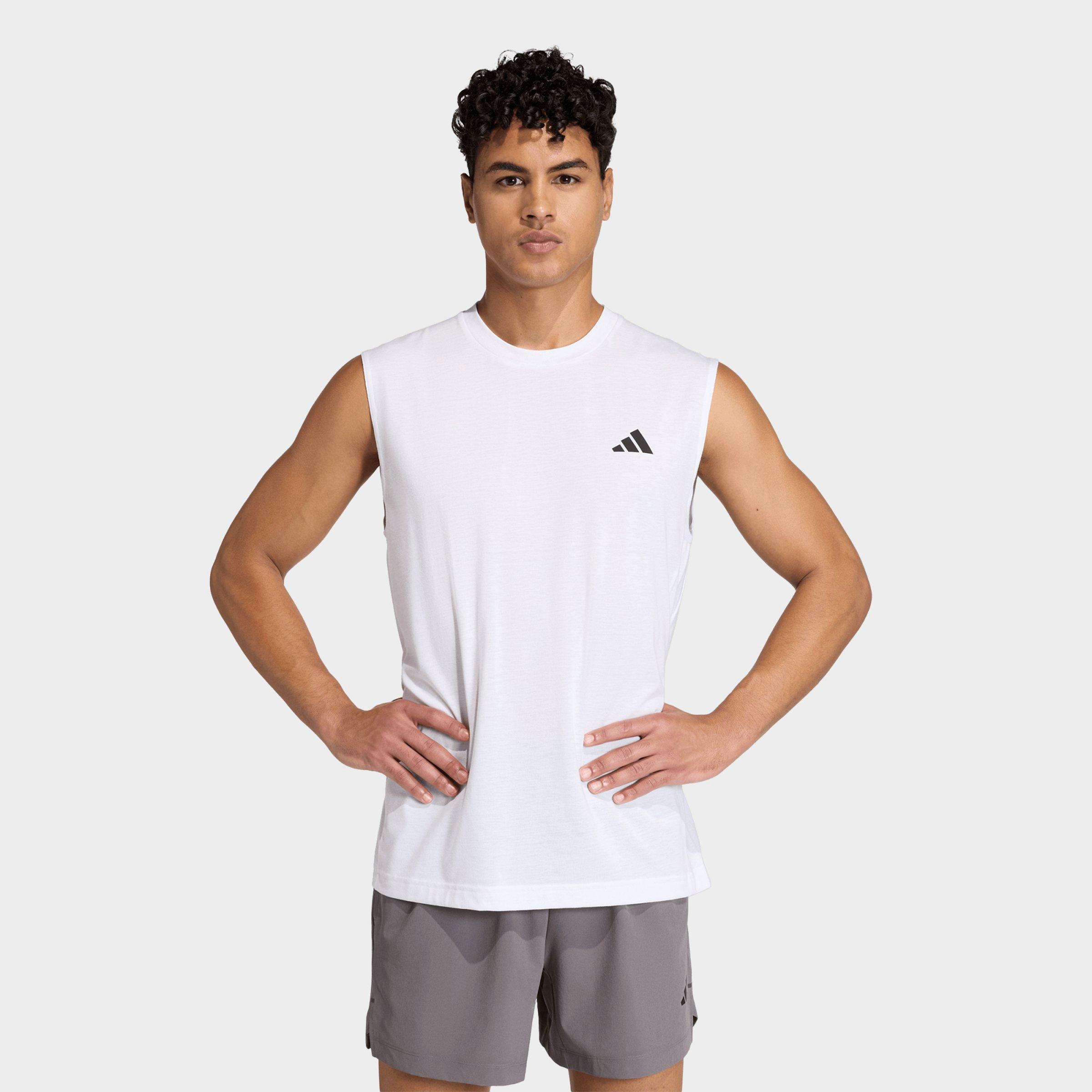 adidas Men's Workout Essentials Feelready Sleeveless T-Shirt in White Size: Small