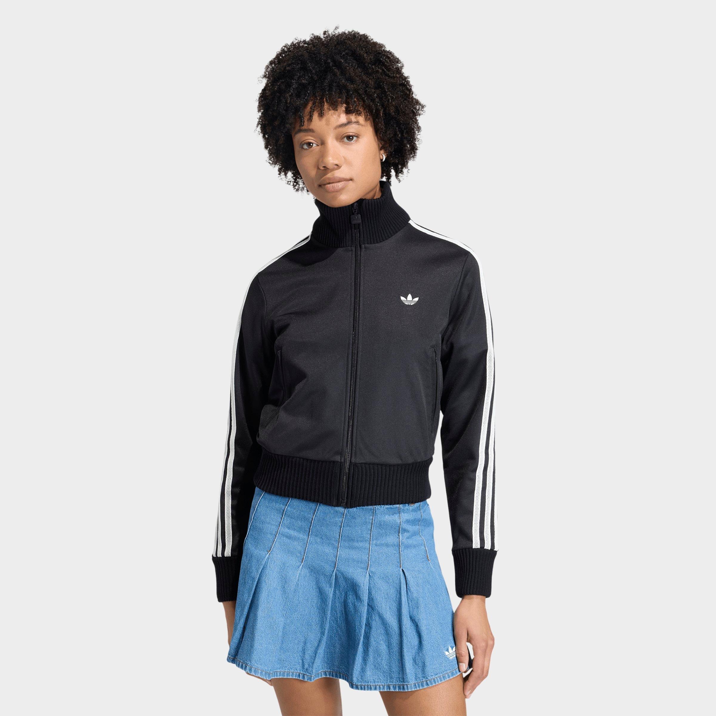 adidas Women's Originals Firebird Knitted Crochet Details Track Top in Black Size: