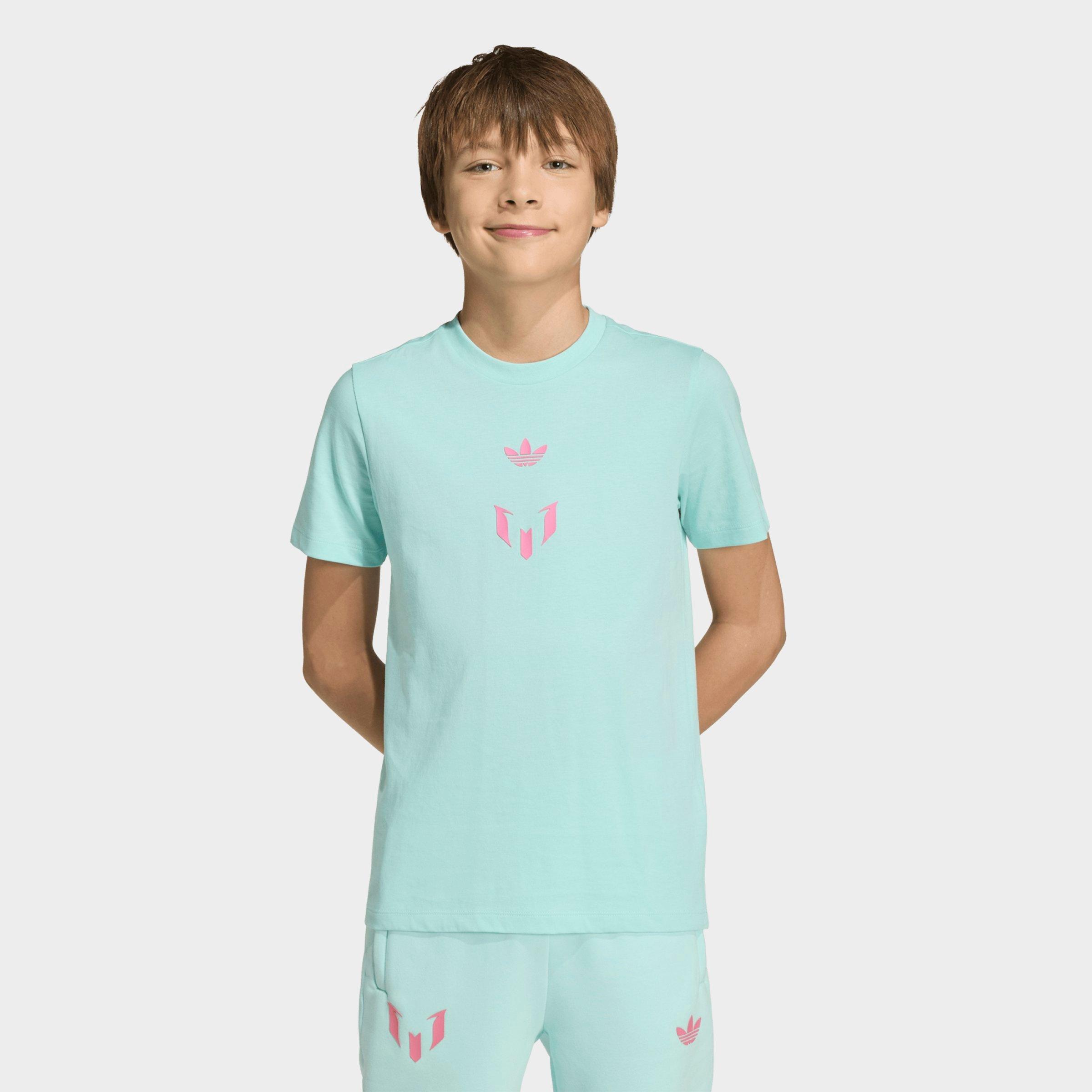 adidas Big Kids Originals Messi T-Shirt in Semi Flash Aqua Size: XS