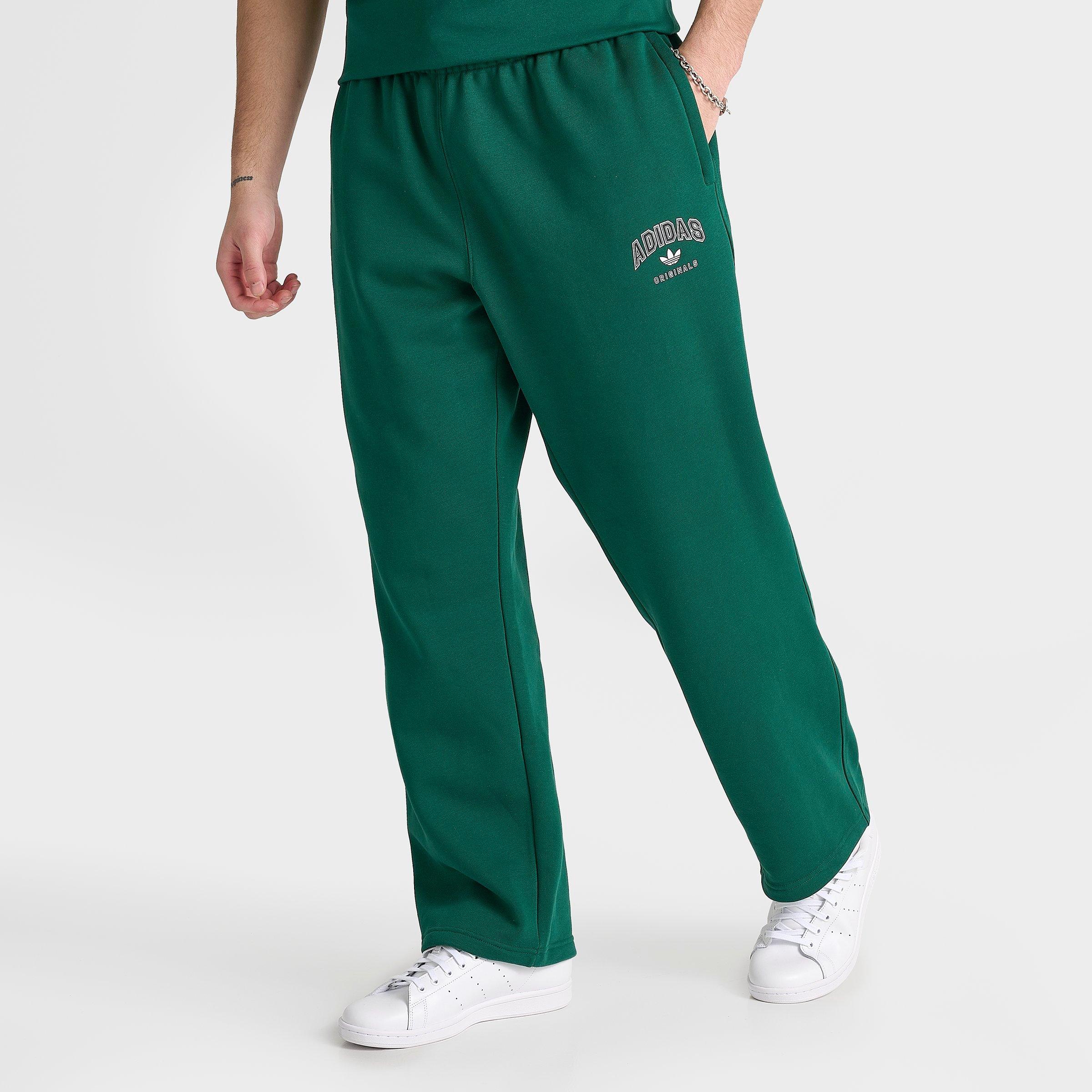 Adidas Men's Originals Varsity Open-Hem Jogger Pants in Green/Collegiate Green Size XL Cotton/Polyester