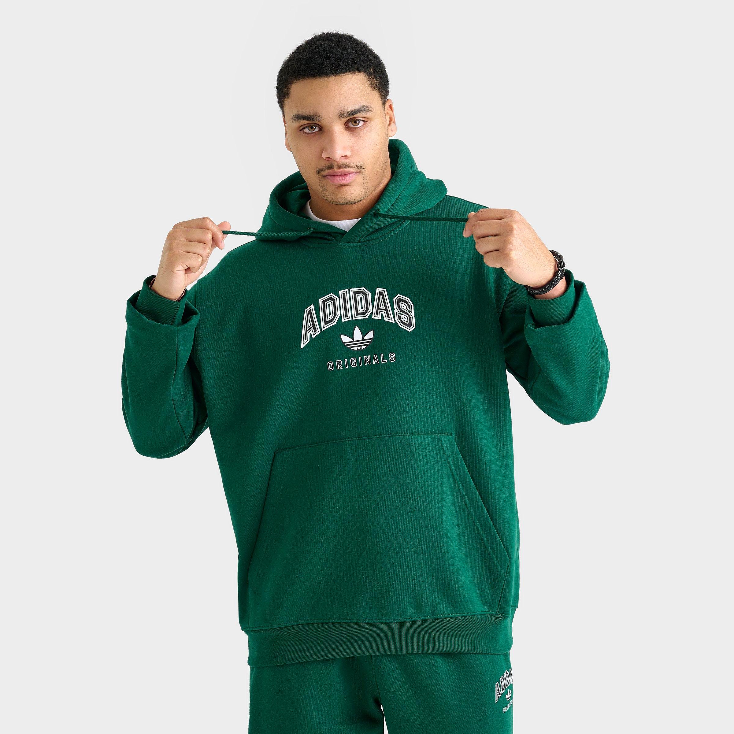 Adidas Men's Originals Collegiate Hoodie in Green/Collegiate Green Size XL Cotton/Polyester/Fleece