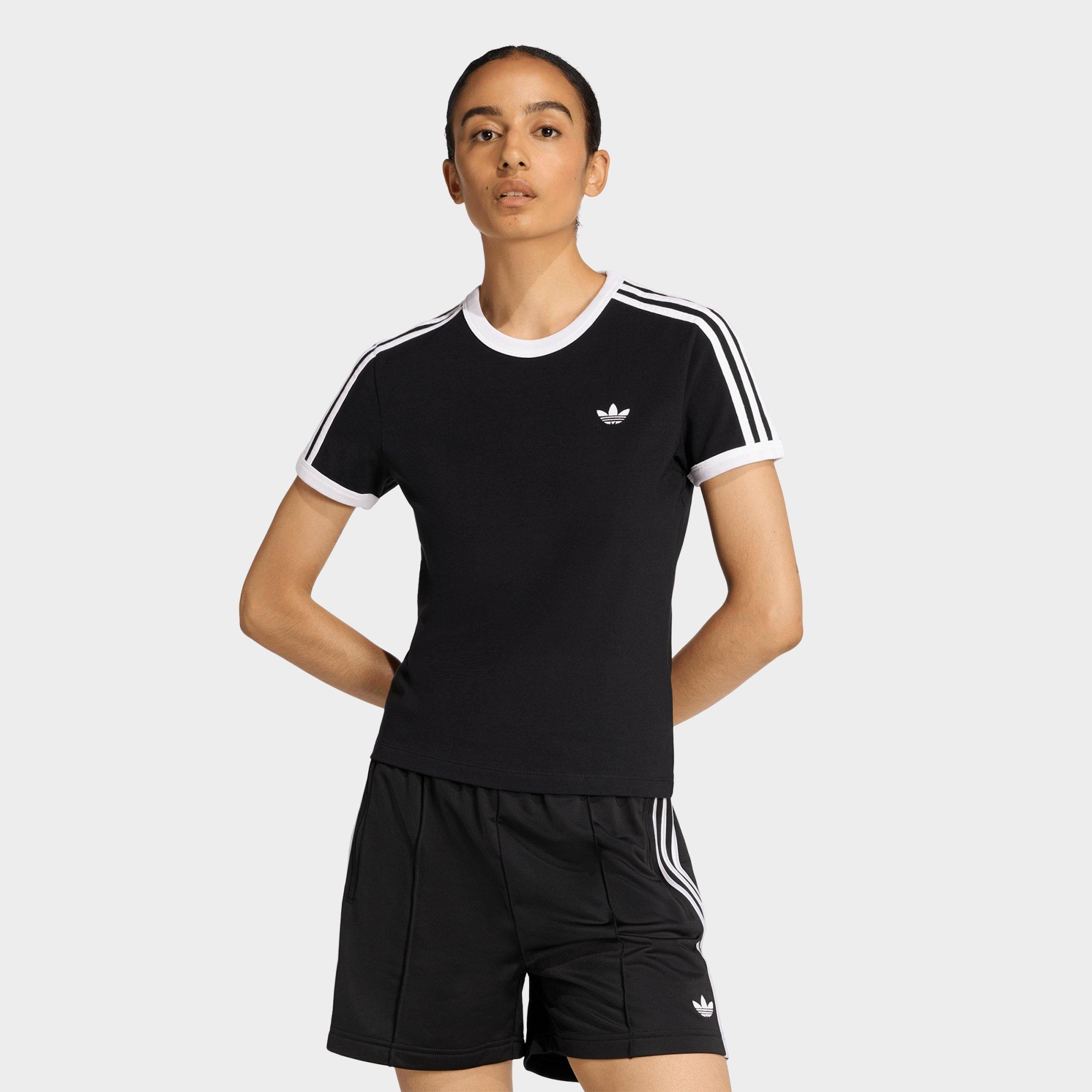 adidas Women's Originals 3-Stripes Slim T-Shirt in Black/White Size: XS