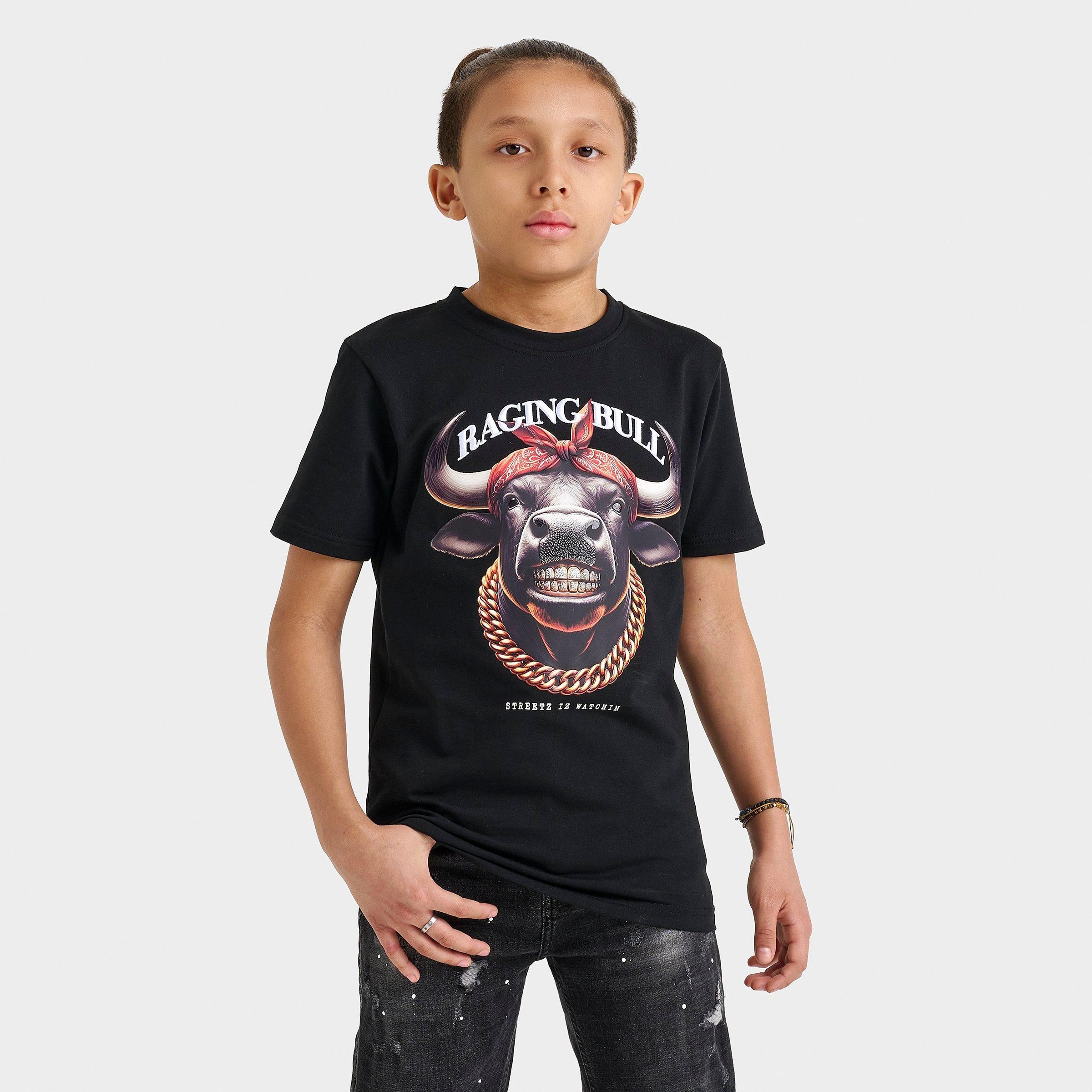 Streetz Iz Watchin Big Kids Raging Bull T-Shirt in Black Size: Small