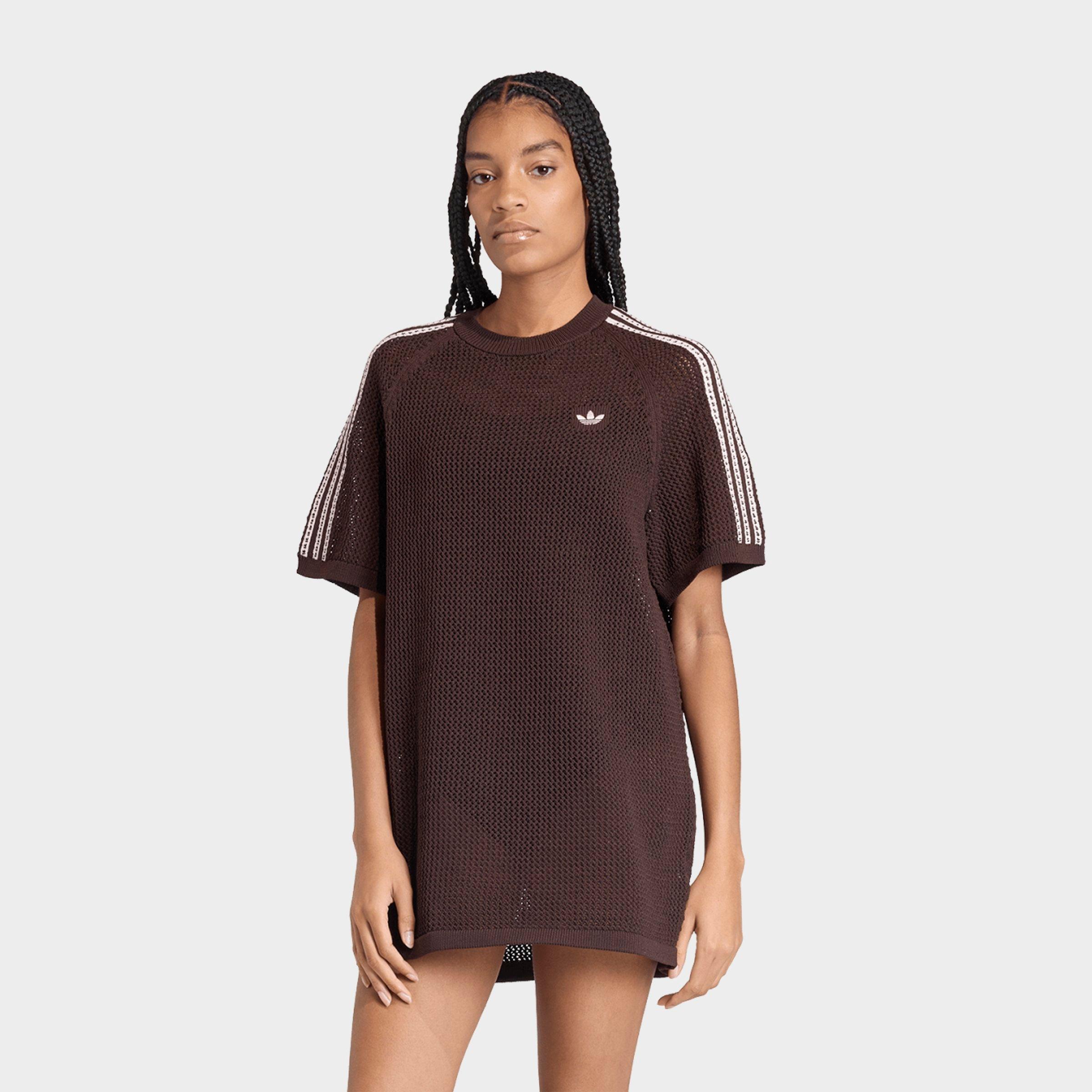 adidas Women's Originals Knitted Crochet Dress in Aurora Coffee Size: