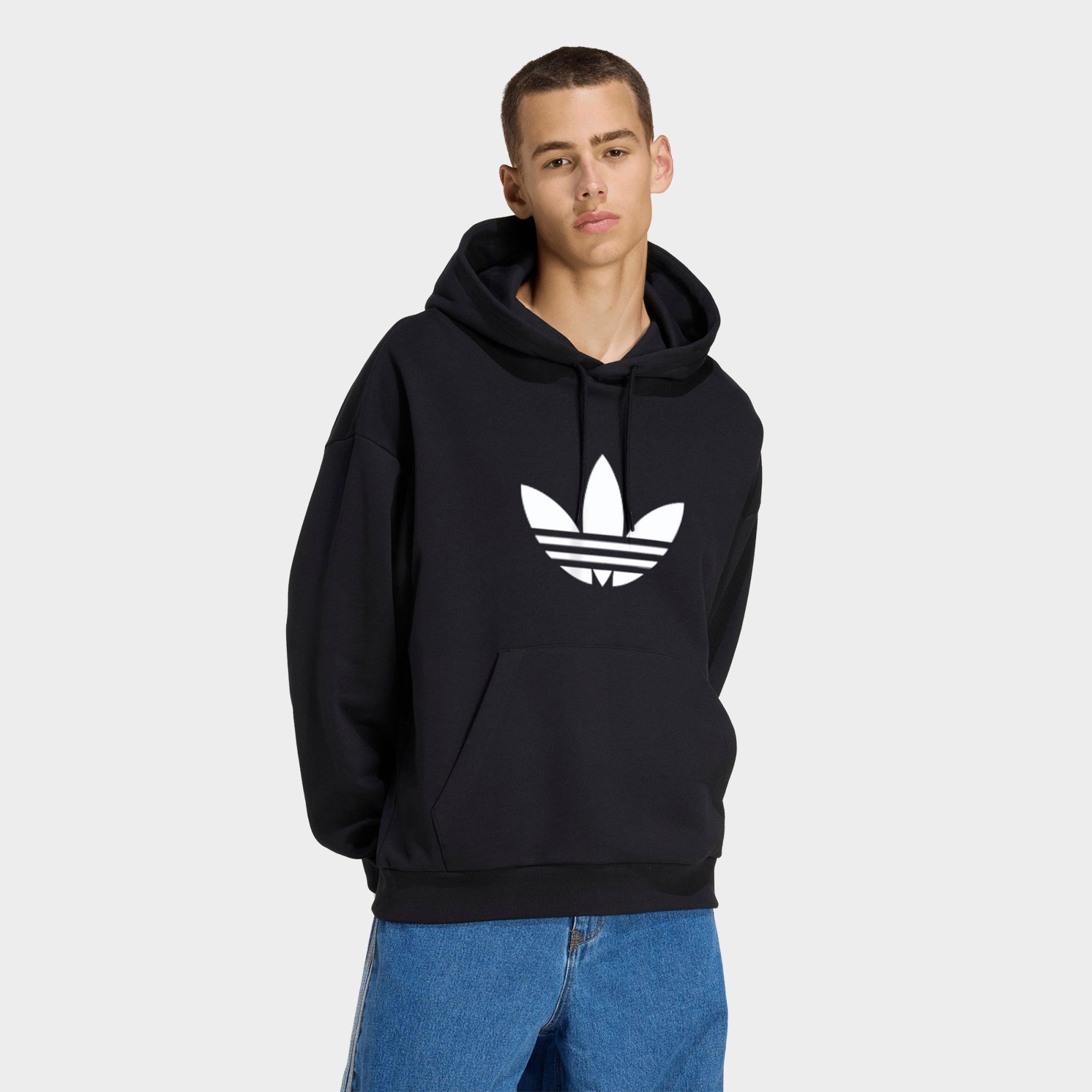 adidas Men's Originals adicolor Trefoil Hoodie in Black/White Size: Large