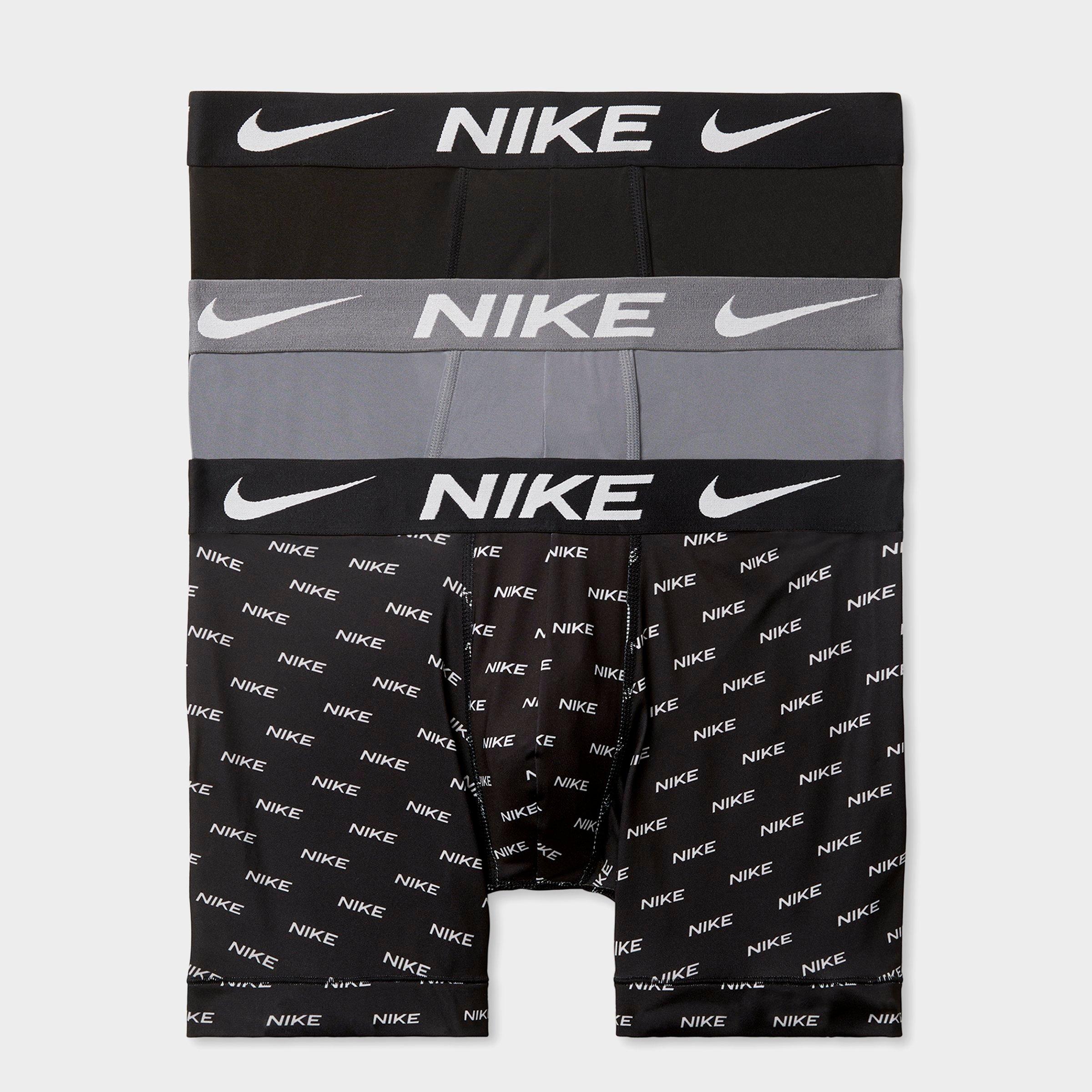 Nike Men's Dri-FIT Essential Micro Boxer Briefs (3-Pack) in Black/Grey/Multicolor Size Medium Polyester/Spandex/Microfiber