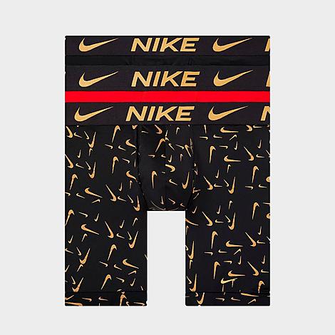 Nike Men's Dri-fit Essential Micro Boxer Briefs (3-pack) In Gold Swoosh Print