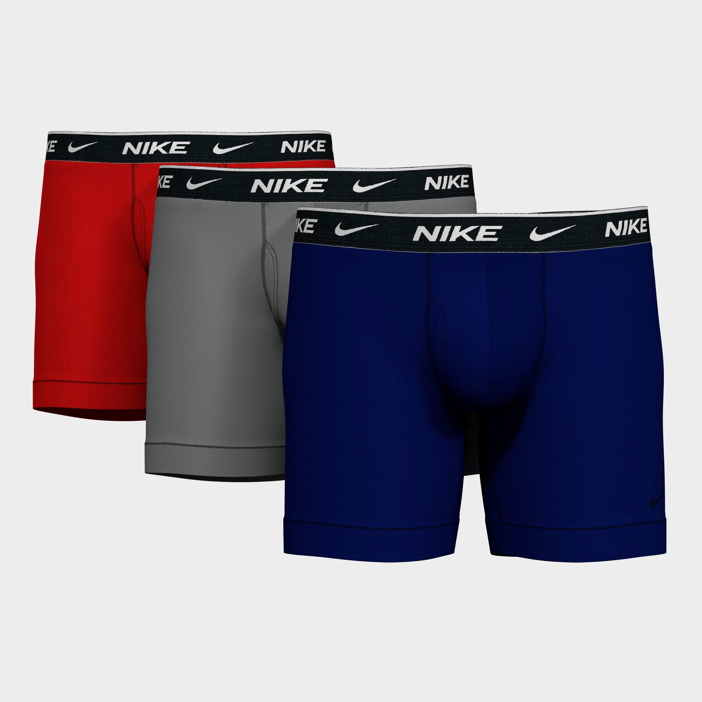 Nike Dri-fit Everyday Assorted 3-pack Performance Boxer Briefs In Obsidian/cool Grey/red