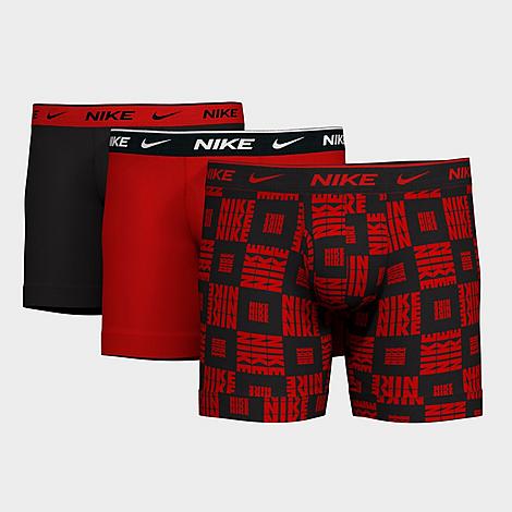 Nike Men's Stretch Boxer Briefs (3-pack) In Logo Checker/red/black