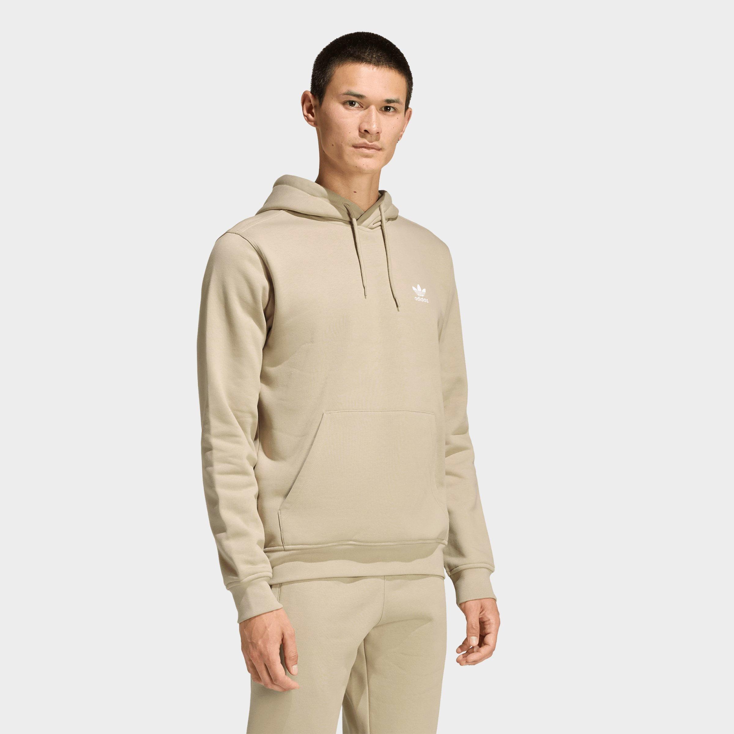 adidas Men's Originals Trefoil Essentials Hoodie in Stone Khaki Size: Large