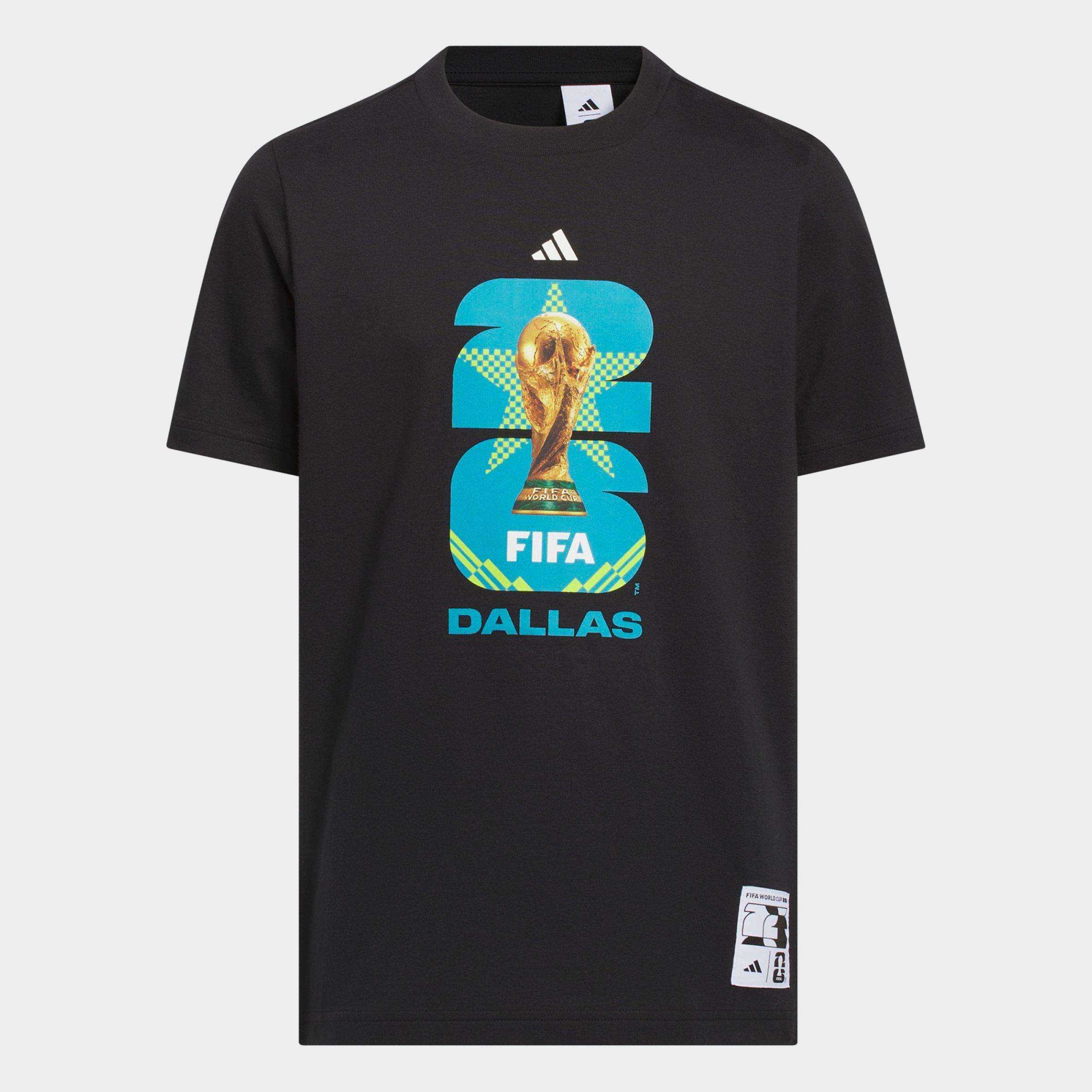 adidas Big Kids FIFA World Cup 26 Host City Dallas Graphic Soccer T-Shirt in Black Size: XL