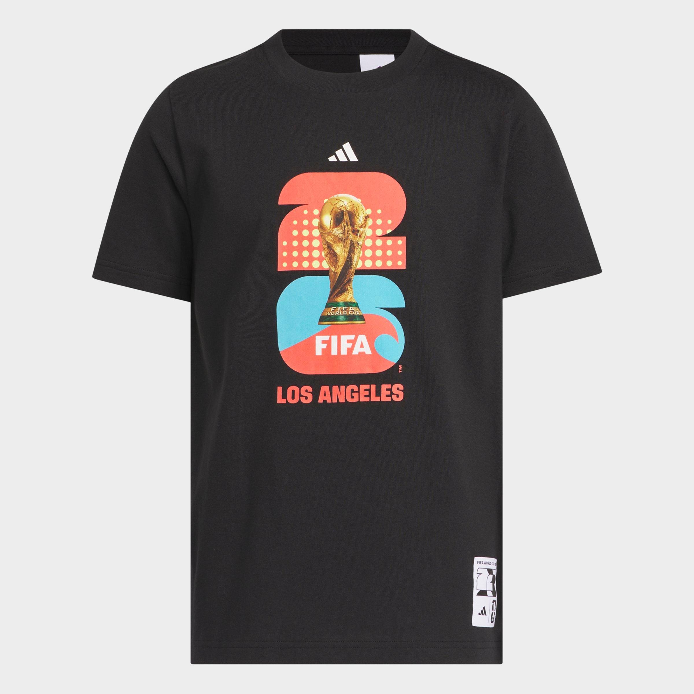 adidas Big Kids FIFA World Cup 26 Host City Los Angeles Graphic Soccer T-Shirt in Black Size: Large
