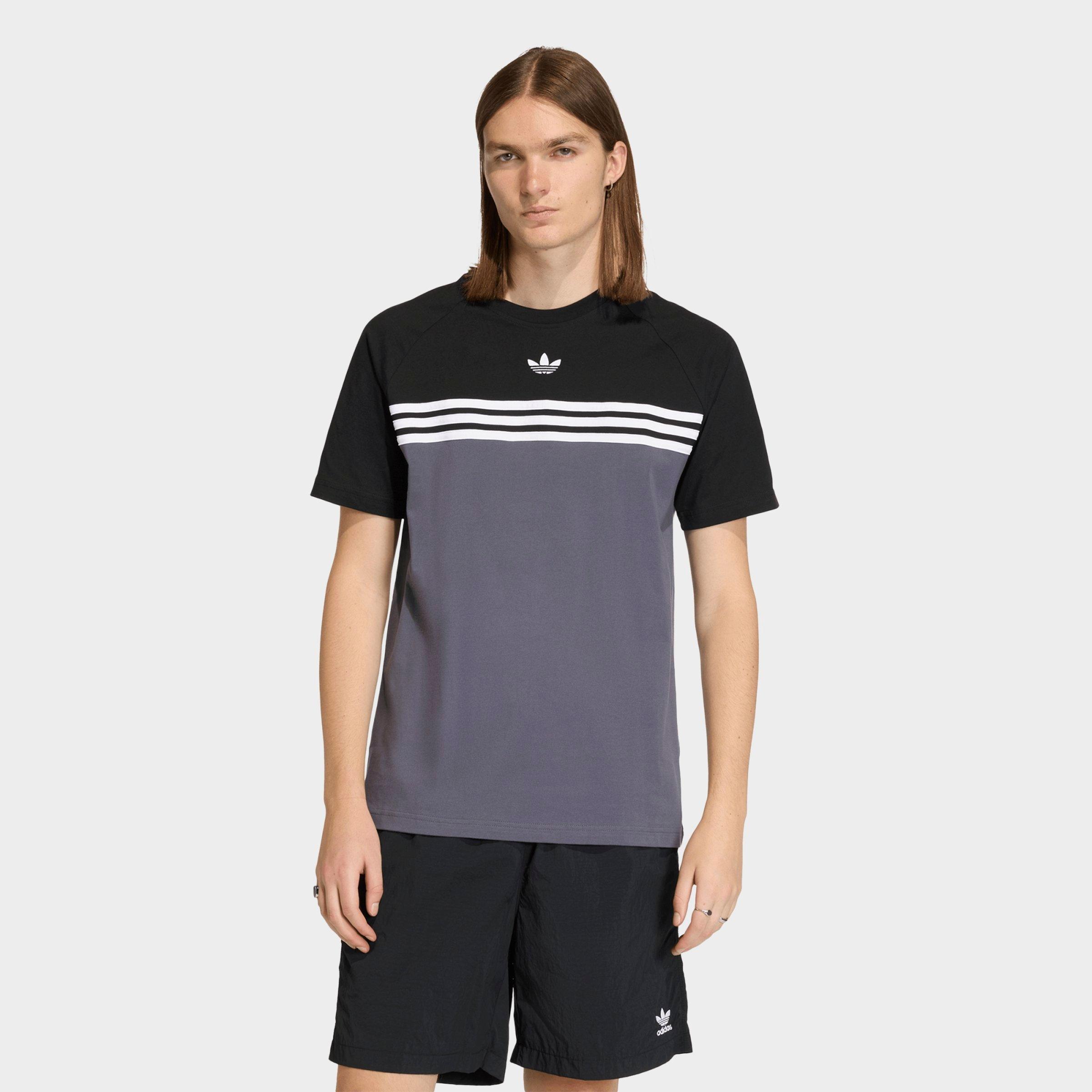 adidas Men's Originals Chest Stripes T-Shirt in Aurora Onix/Black Size: 2XL