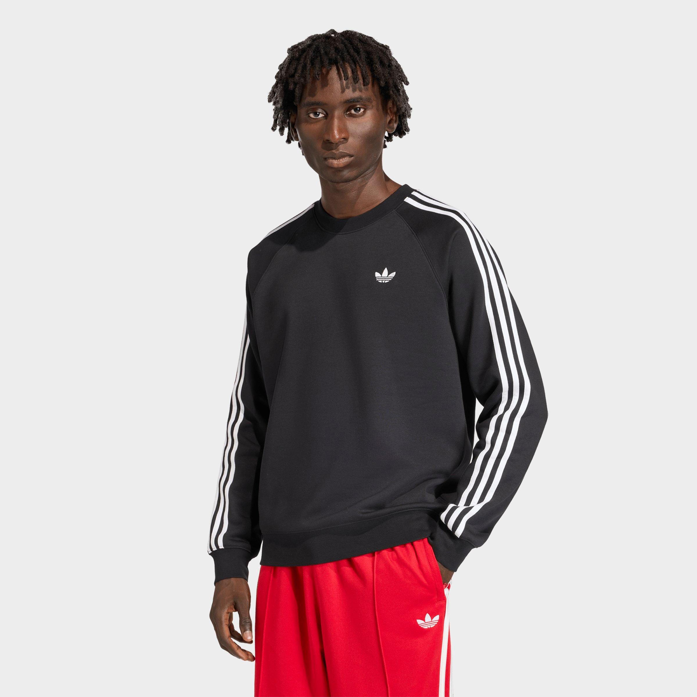 adidas Men's Originals 3-Stripes Crewneck Sweatshirt in Black Size: XS