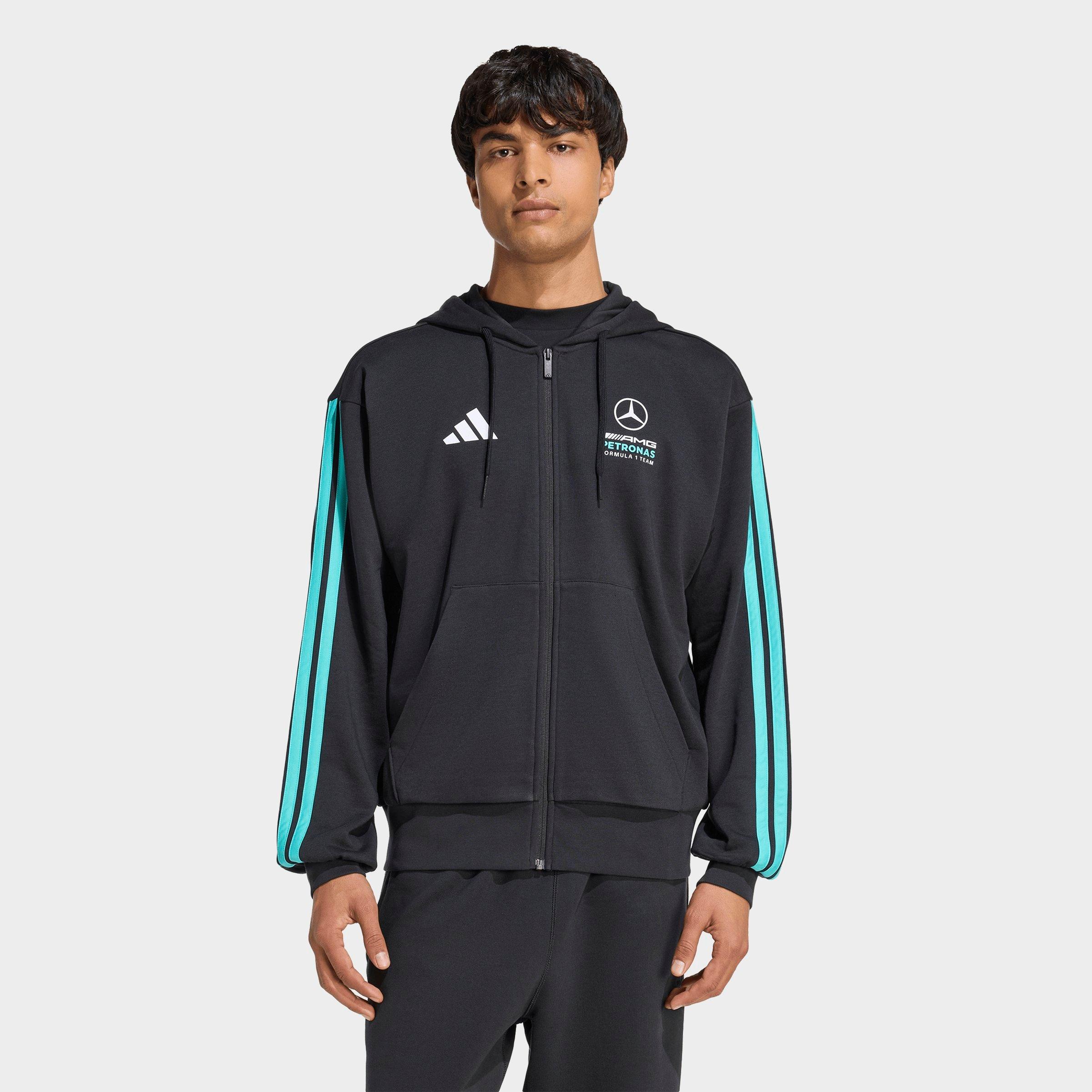 adidas Men's Mercedes-AMG Petronas F1 Team DNA Full-Zip Hoodie in Black/Semi Mint Rush Size: Medium