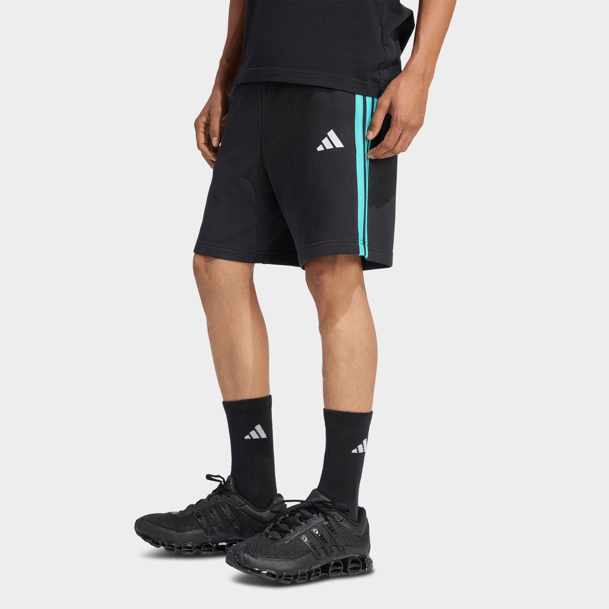 adidas Men's Mercedes-AMG Petronas F1 Team DNA 9" French Terry Shorts in Black/Semi Mint Rush Size: Medium
