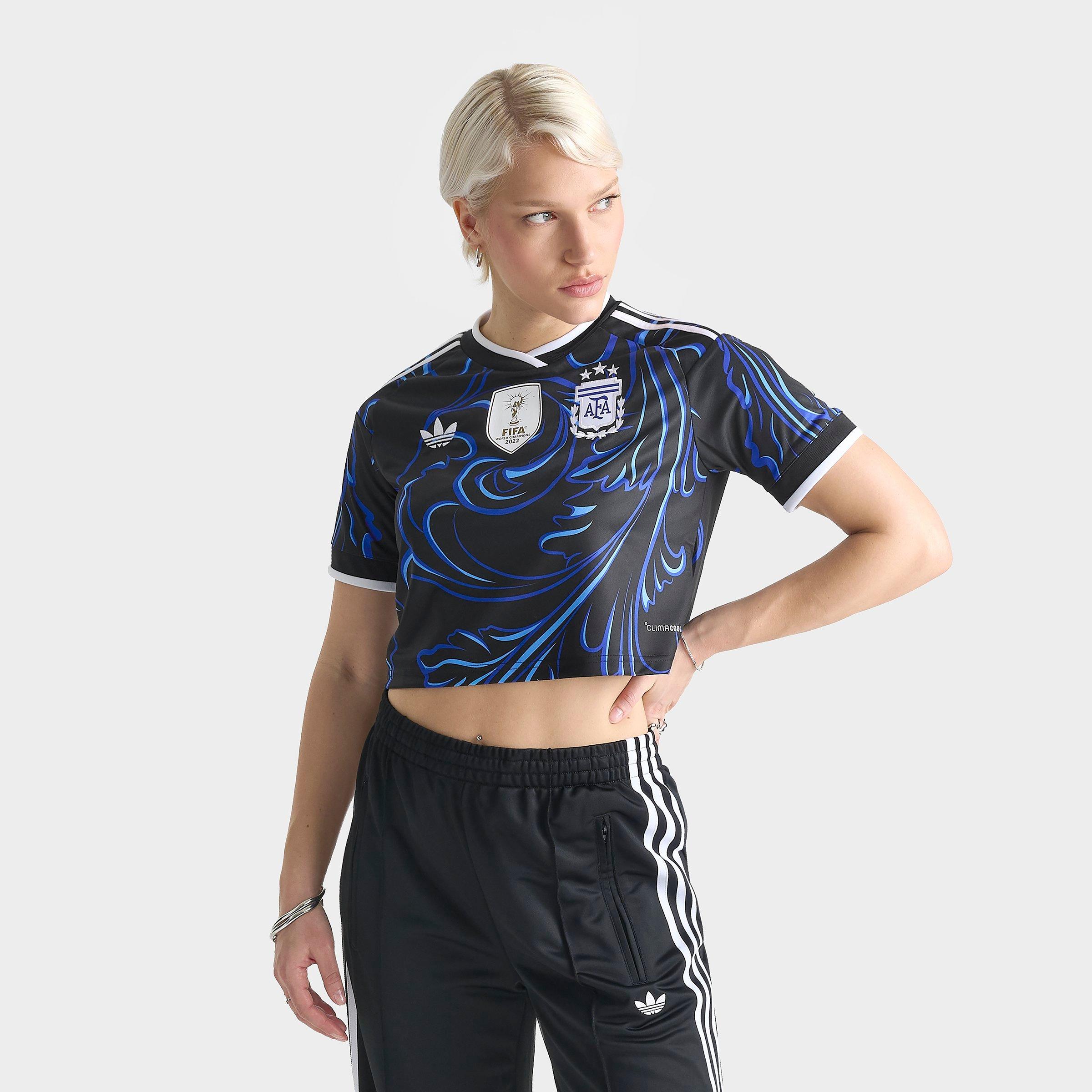 adidas Women's Argentina 2026 Away Replica Cropped Jersey in Black/Lucid Blue/Blue Burst Size: XS